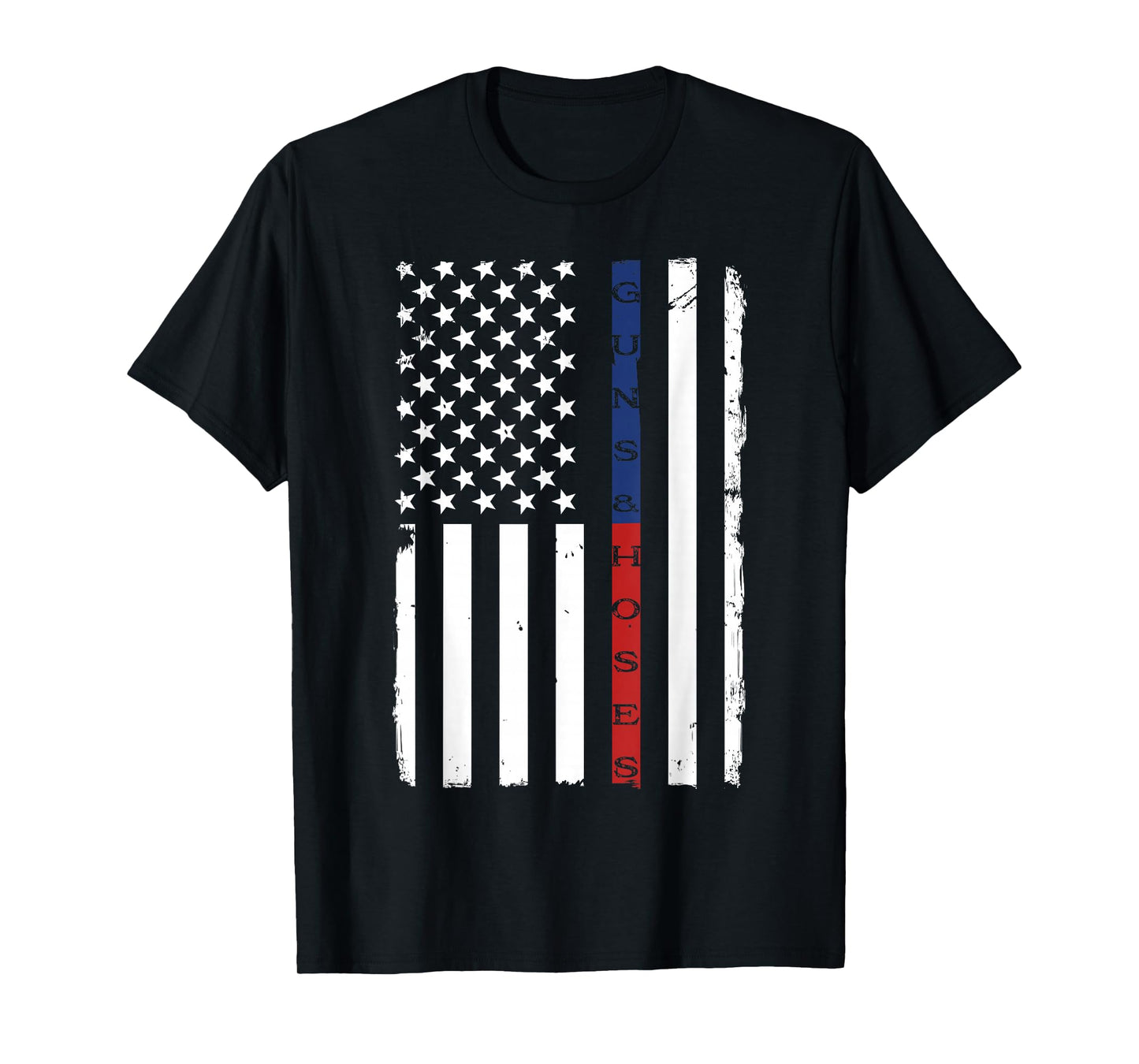 Guns & Hoses Thin Blue Red Line Police & Fire Appreciation T-Shirt