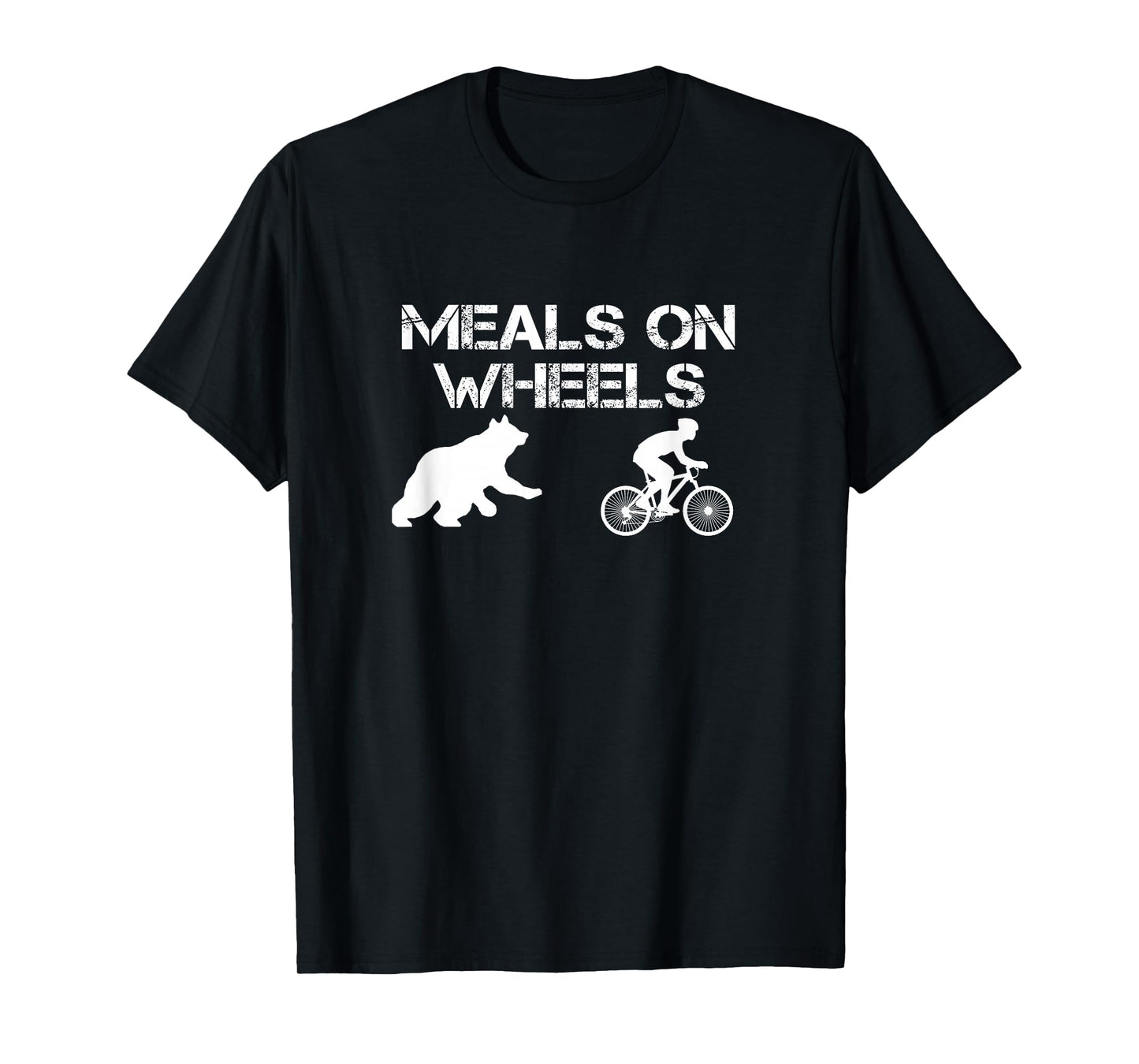 Meals On Wheels T-Shirt Bear Chasing Biking Bicycle Tee T-Shirt
