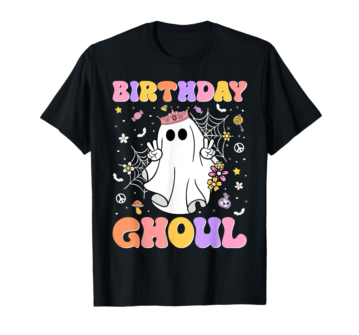Groovy Ghost Birthday Ghoul Halloween Party Kids Girls T-Shirt