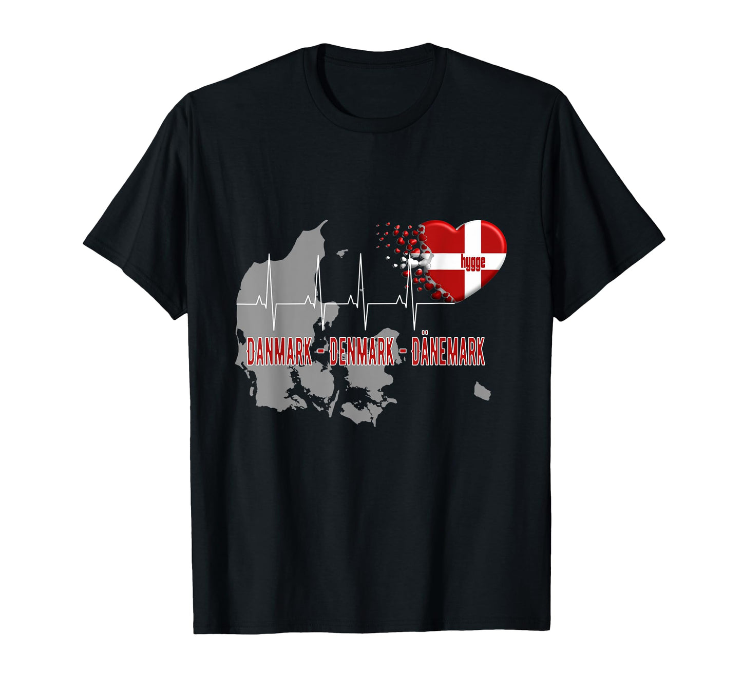 Denmark Danmark Hygge Heartbeat ECG T-Shirt