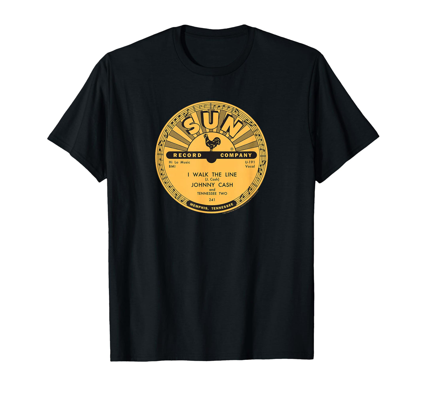 Sun Records Vinyl Johnny Cash I Walk The Line T-Shirt