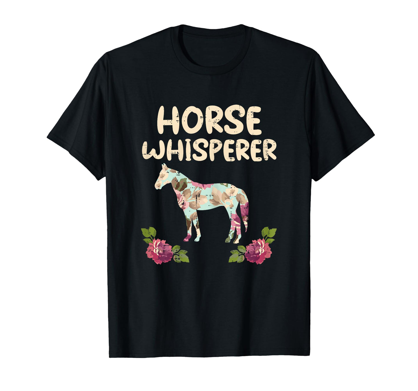 Horse Whisperer Flowers Funny Riding Equestrian Women Girls T-Shirt