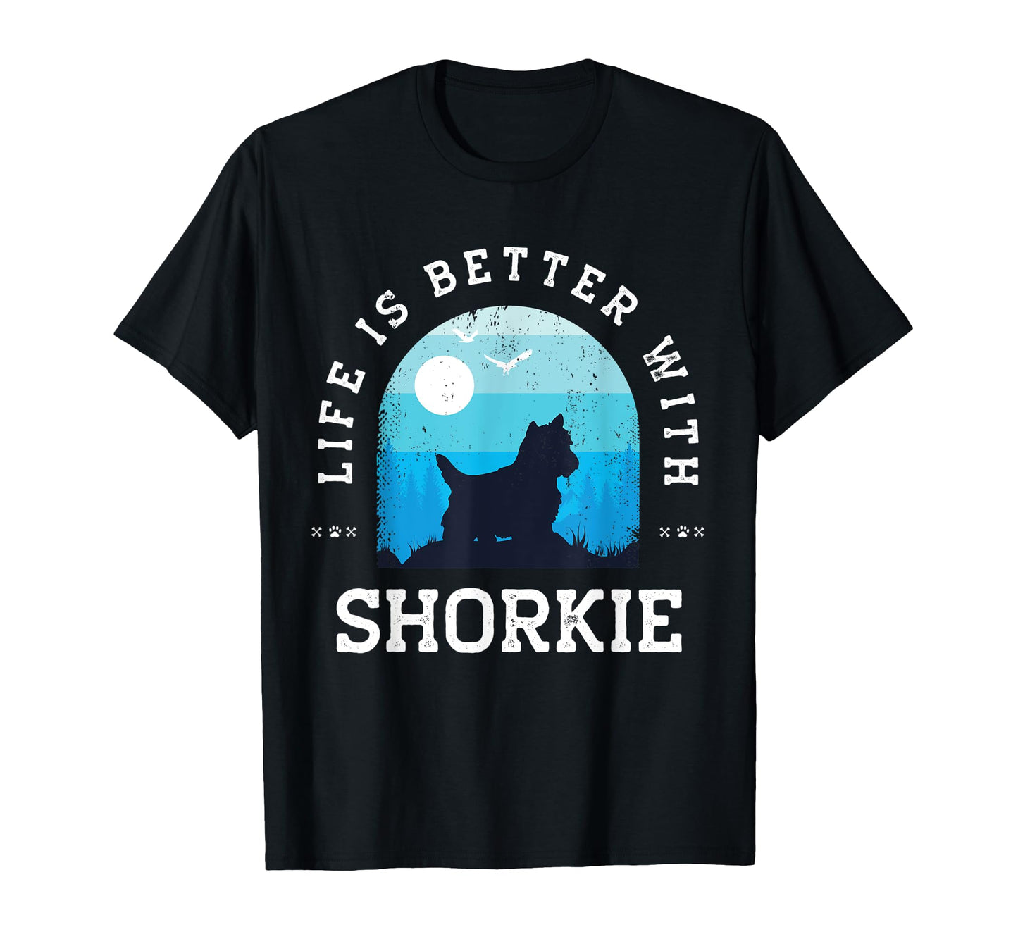 Life Better Shorkie Vintage Blue Dog Mom Dad T-Shirt for Men Women Kids