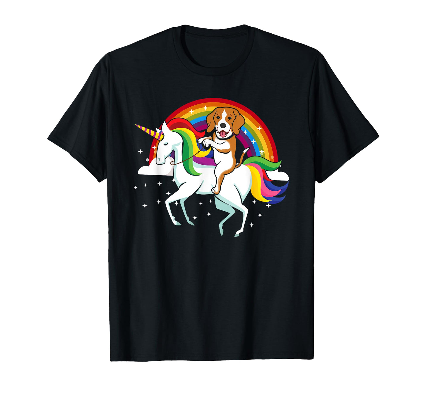 Funny Beagle Dog Riding Unicorn Rainbow Tshirt Cute Gifts Men Women Kids T-Shirt