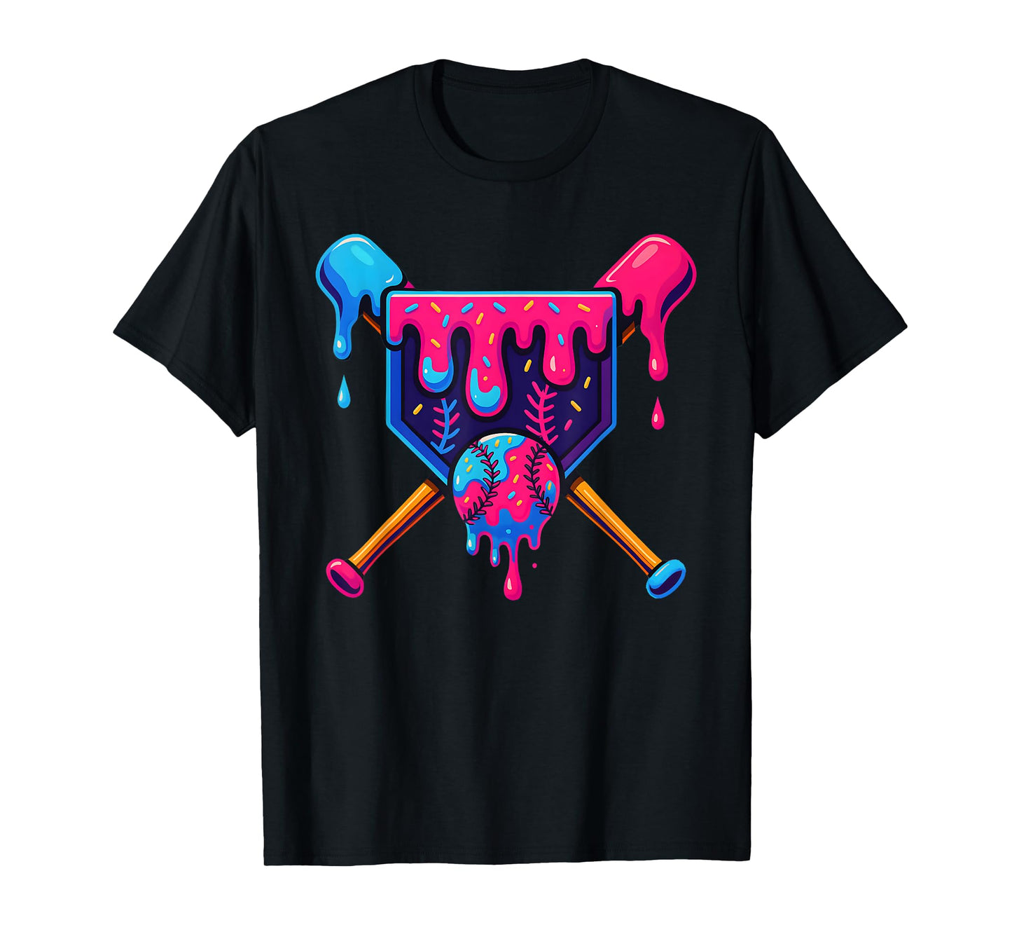 Baseball Home Plate Dripping Ice Cream Drip Youth Boys T-Shirt