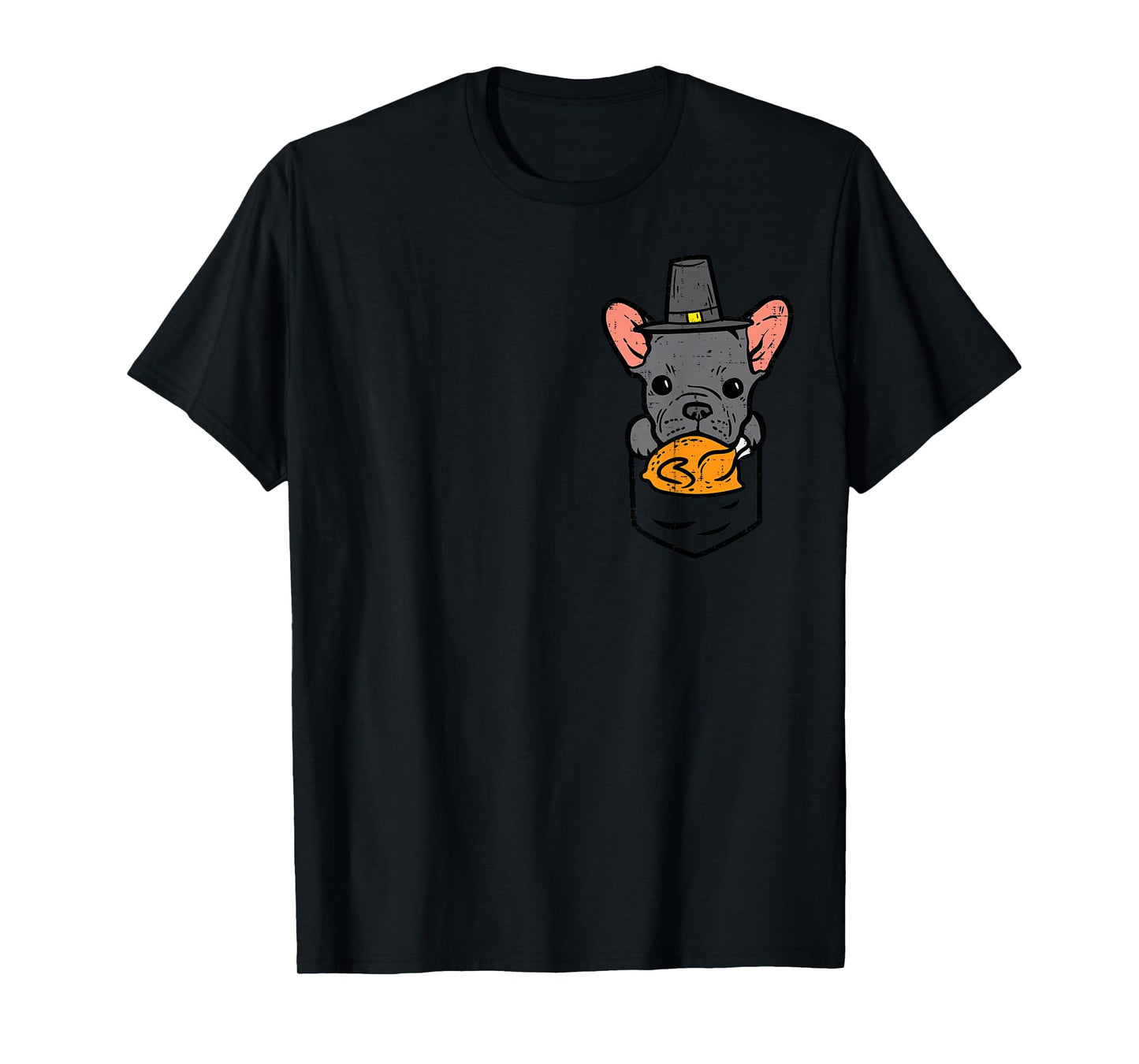 Pocket French Bulldog Turkey Cute Thanksgiving Frenchie Dog T-Shirt