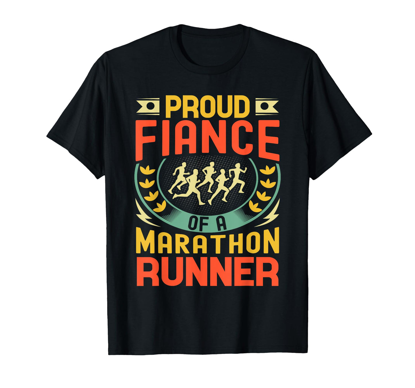 Proud Fiance of a marathon runner gifts retro vintage T-Shirt