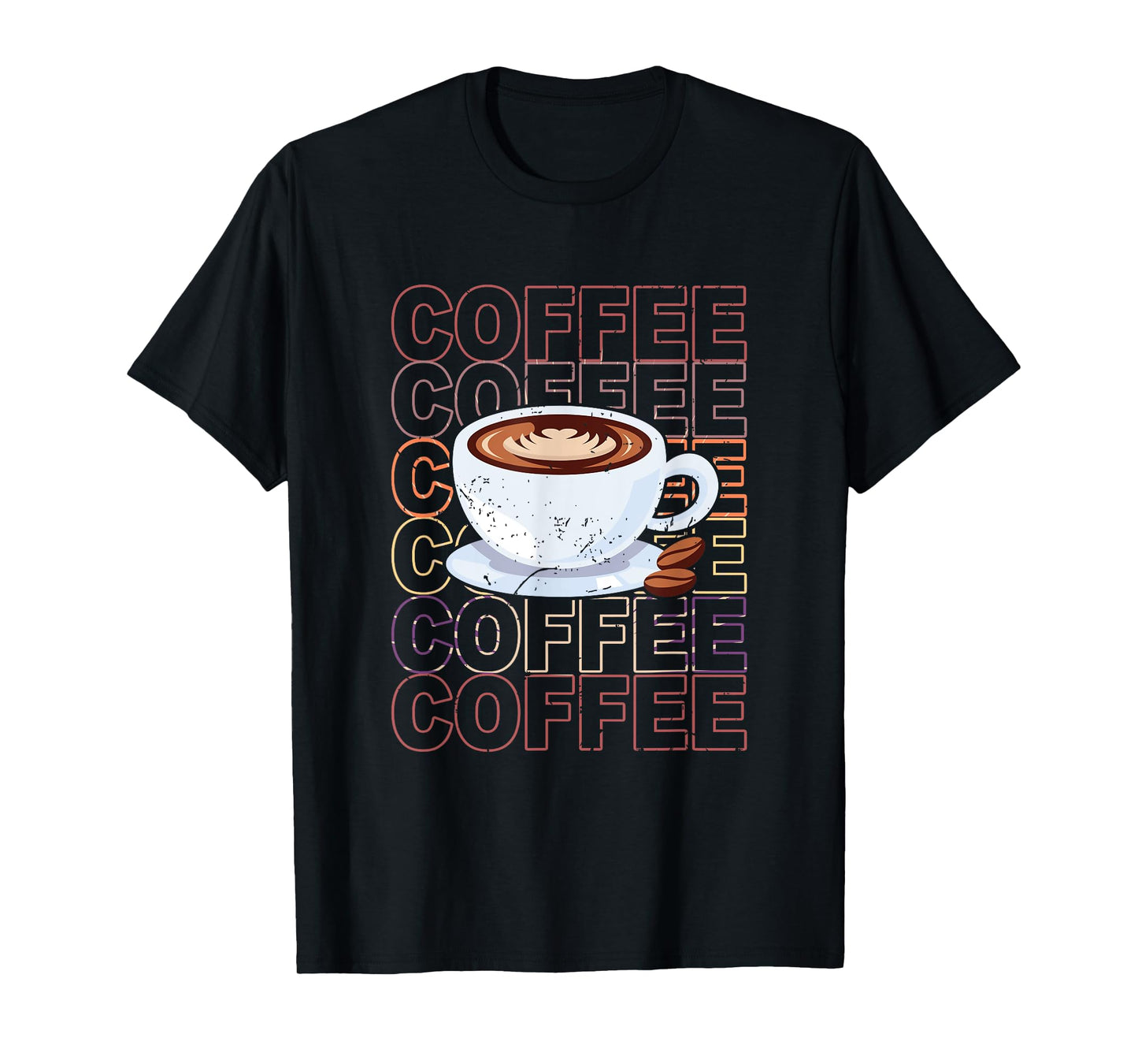 Coffee Love Repeat Steaming Latte Art Fresh Roasted Beans T-Shirt