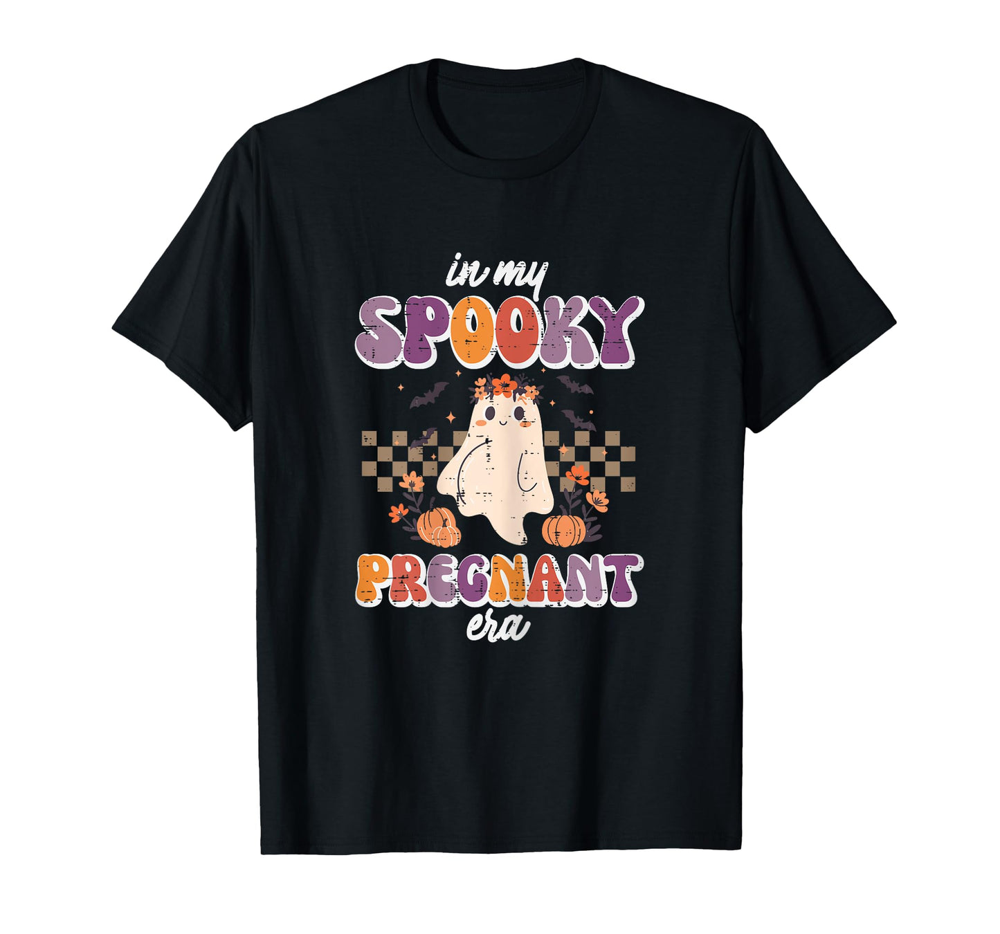 Halloween My Spooky Pregnant Era Retro Ghost Costume Women T-Shirt