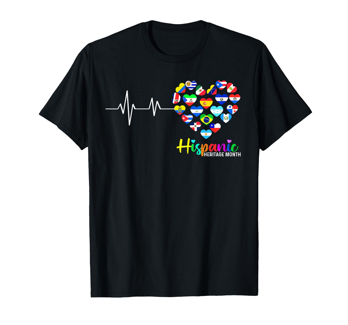 Hispanic Heritage Month All Countries Heartbeat Men Women T-Shirt