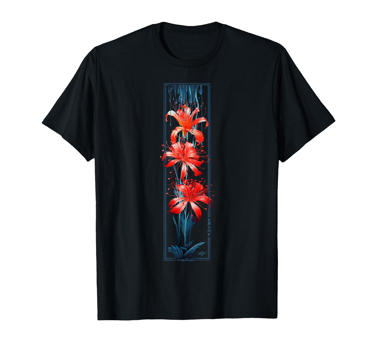 Red Spider Lily Flower in Japanese grunge Aesthetic Style T-Shirt