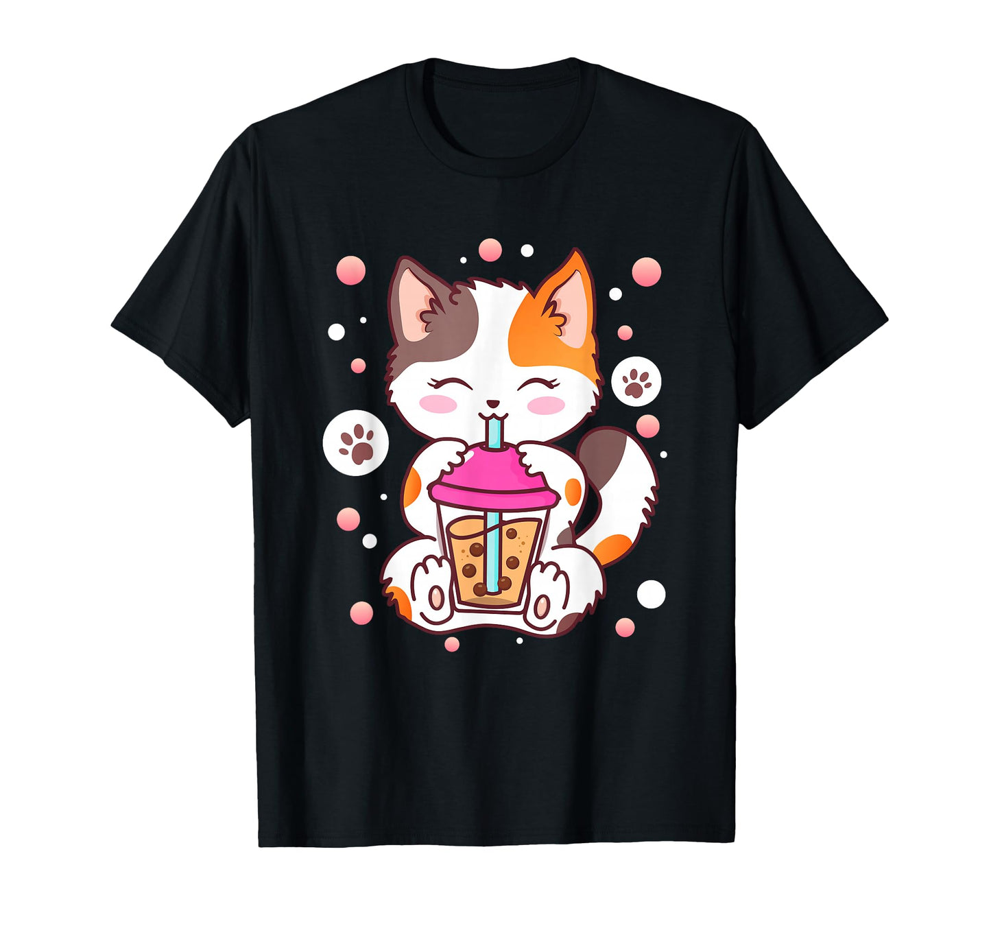 Cat Boba Tea Bubble Tea Kawaii Anime Japanese Neko Girl Teen T-Shirt