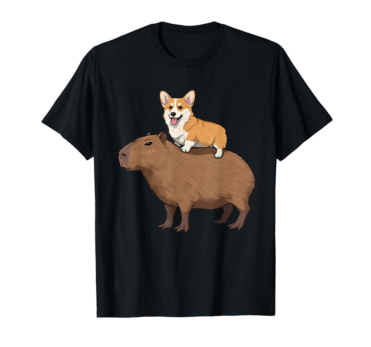 Funny Corgi Riding Capybara T-Shirt