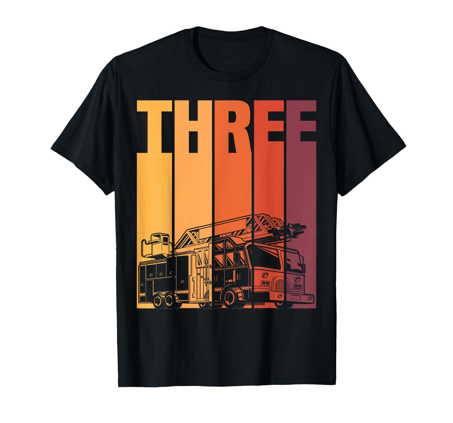 3 Year Old Firefighter Kids Fire Truck 3rd Birthday Boy T-Shirt
