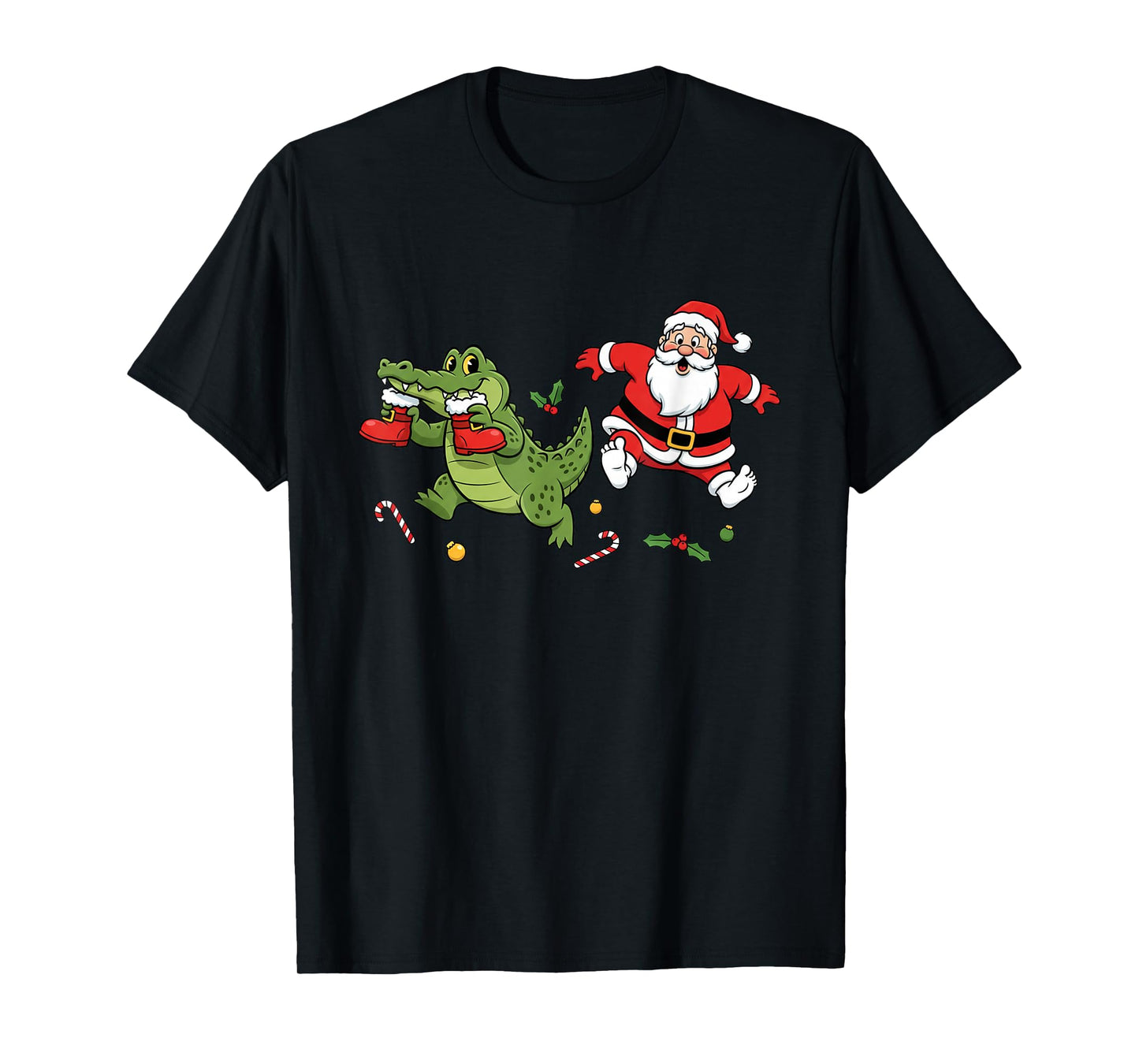 Funny Alligator Santa Claus Boots Christmas Womens Mens Kids T-Shirt