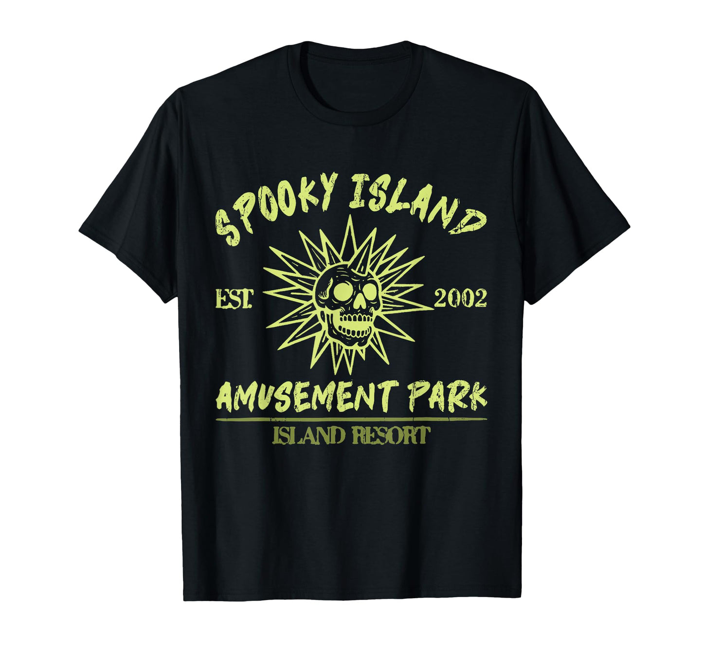 Spooky Island Est 2002 Amusement Park Skull Halloween Funny T-Shirt