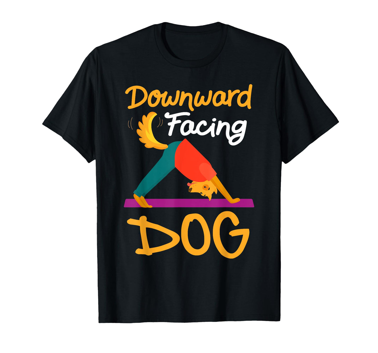 Funny Downward Facing Dog On Yoga Mat Yoga Pose Meditation T-Shirt