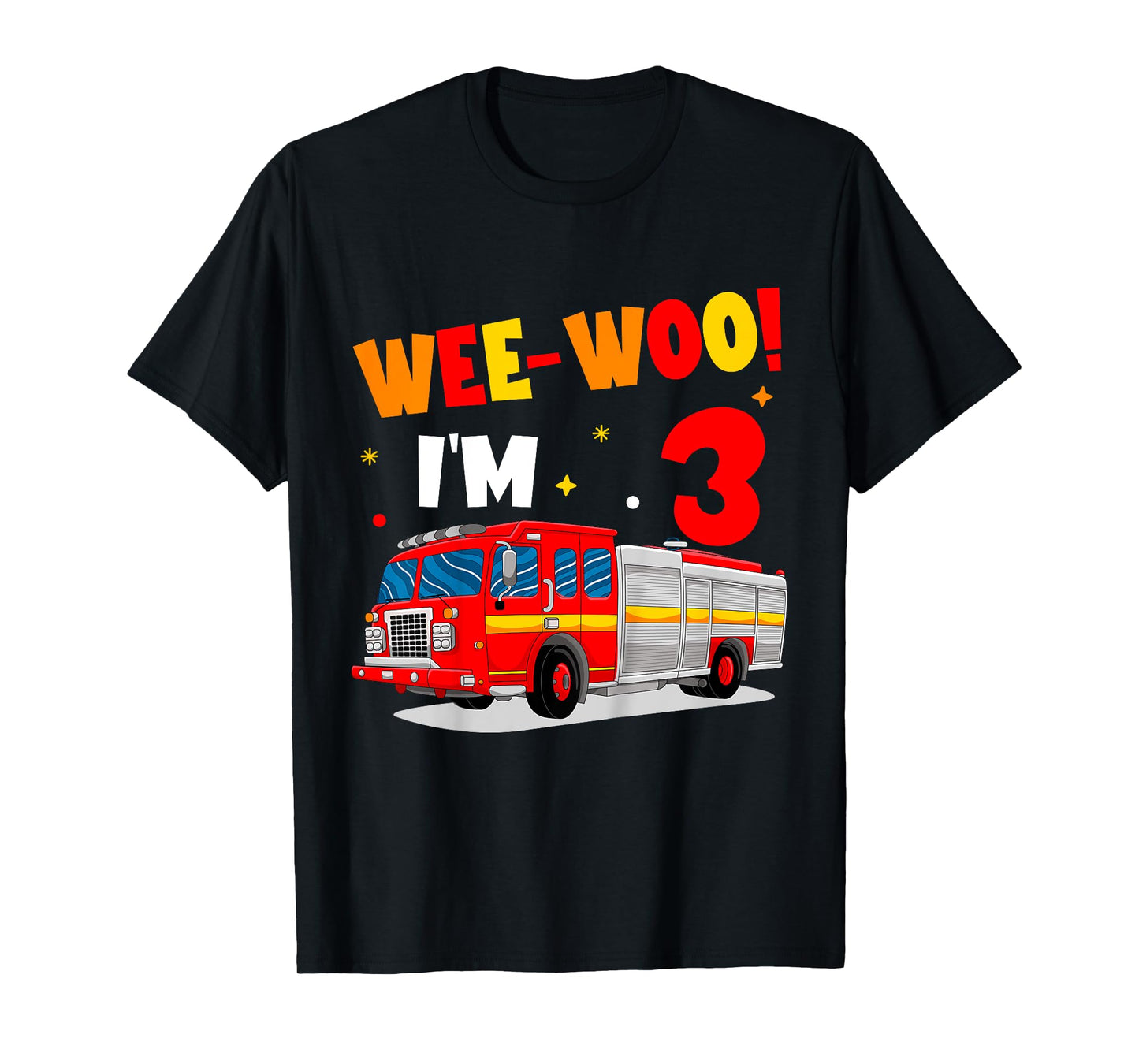Fire Truck 3rd Birthday for 3 Year Old Boy Firefighter T-Shirt
