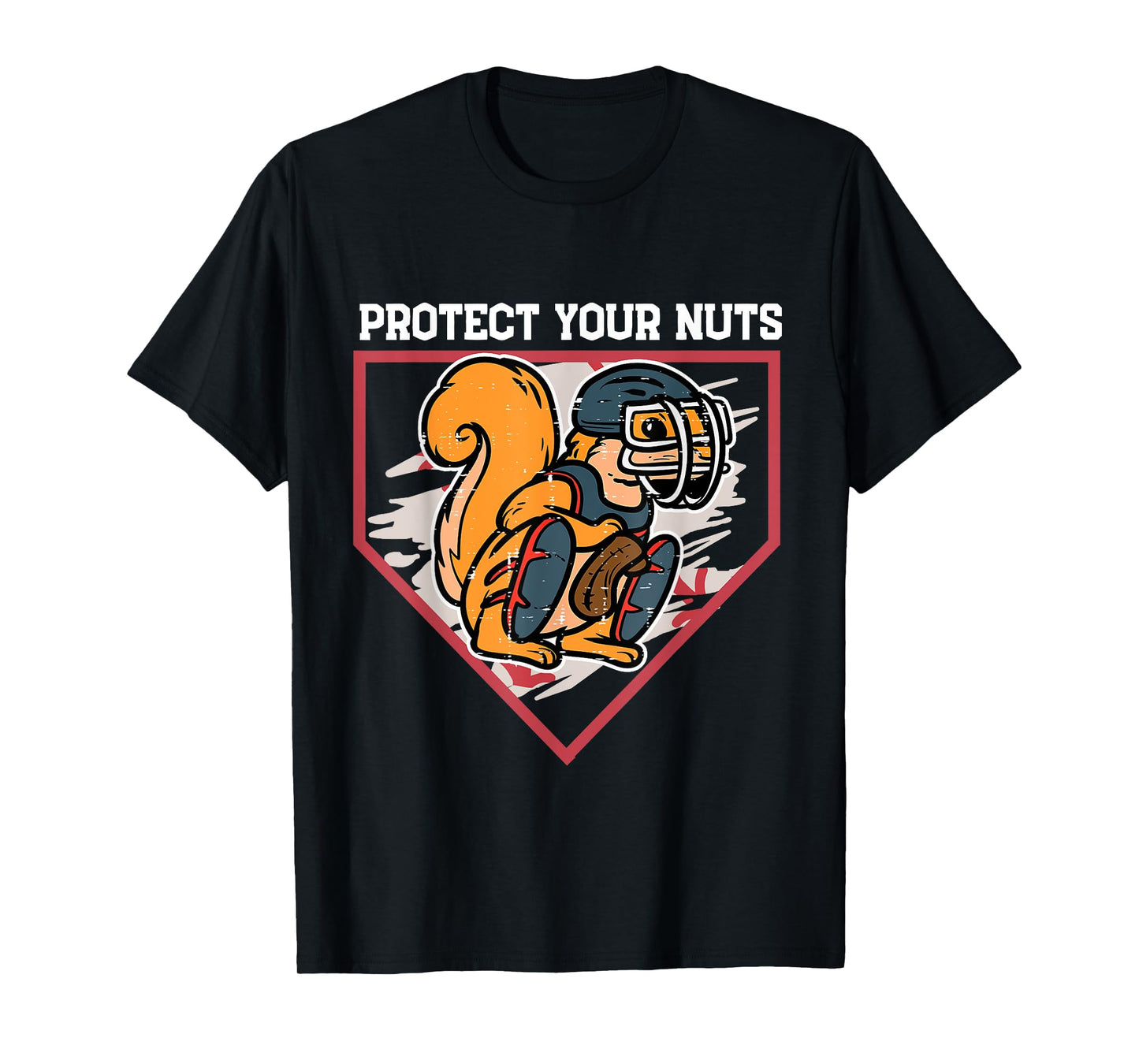 Squirrel Baseball Catcher Protect Your Nuts Boys Kids Men T-Shirt