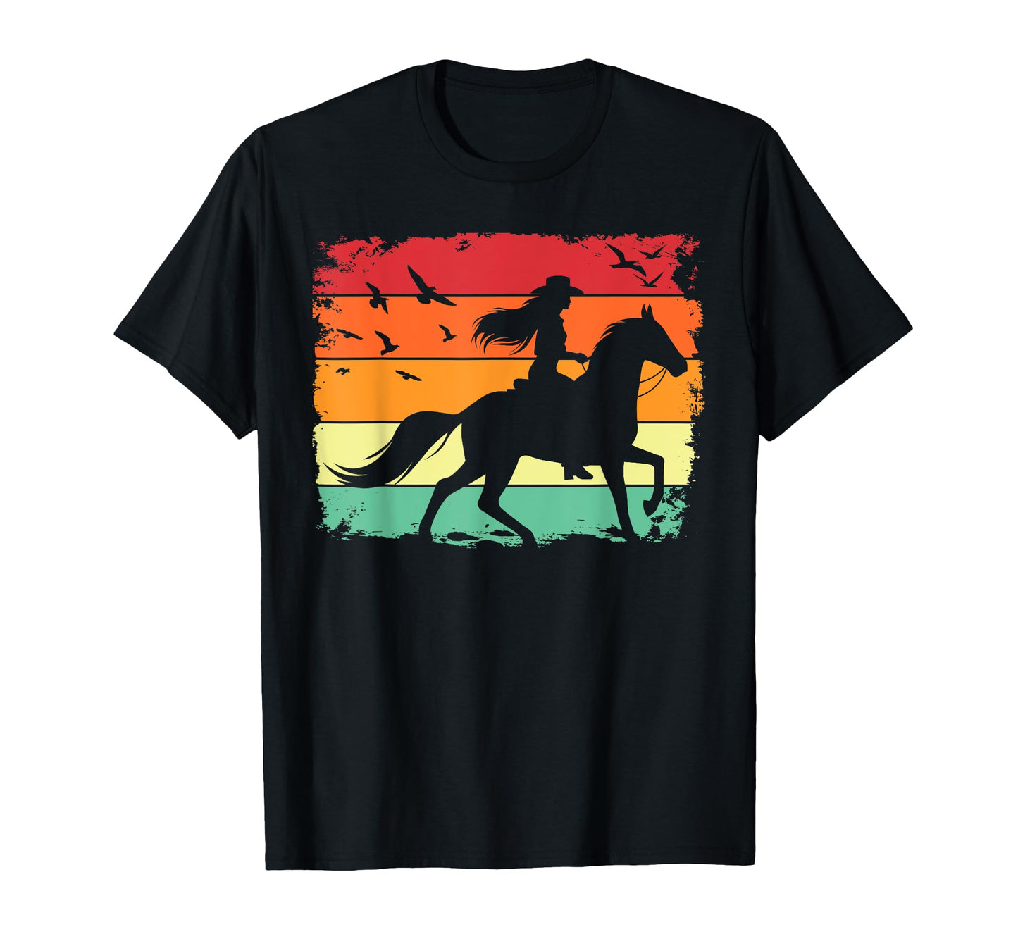 Western Cowgirl Halter Horse Retro Sunset Vintage Style T-Shirt