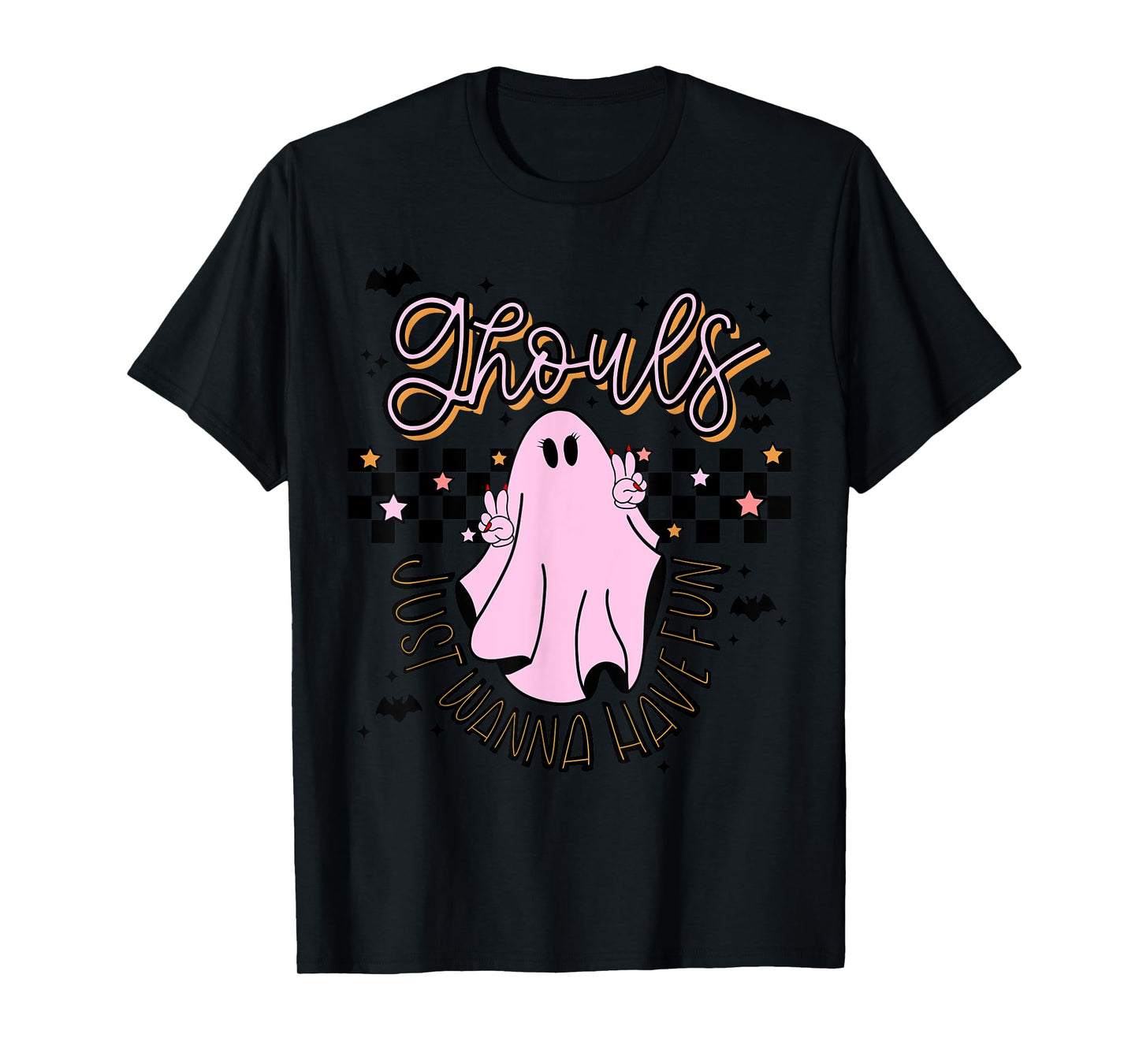 Ghouls just want to have fun, pink, peace sign, halloween T-Shirt