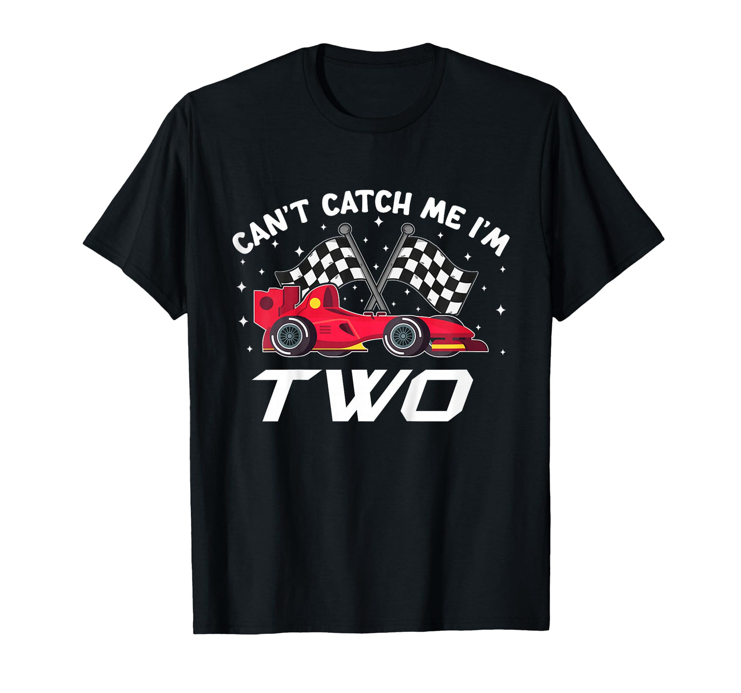 Kids Can’t Catch Me I’m 2, Kids 2rd Birthday Red Racing Car T-Shirt