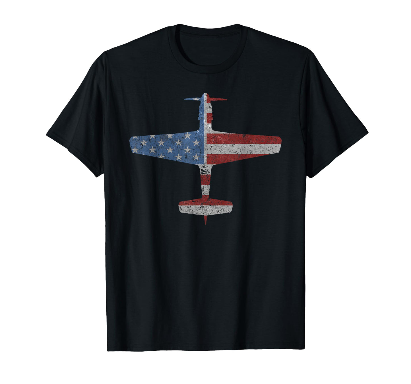 P-51 Mustang WWII Fighter American Flag Vintage T-Shirt T-Shirt