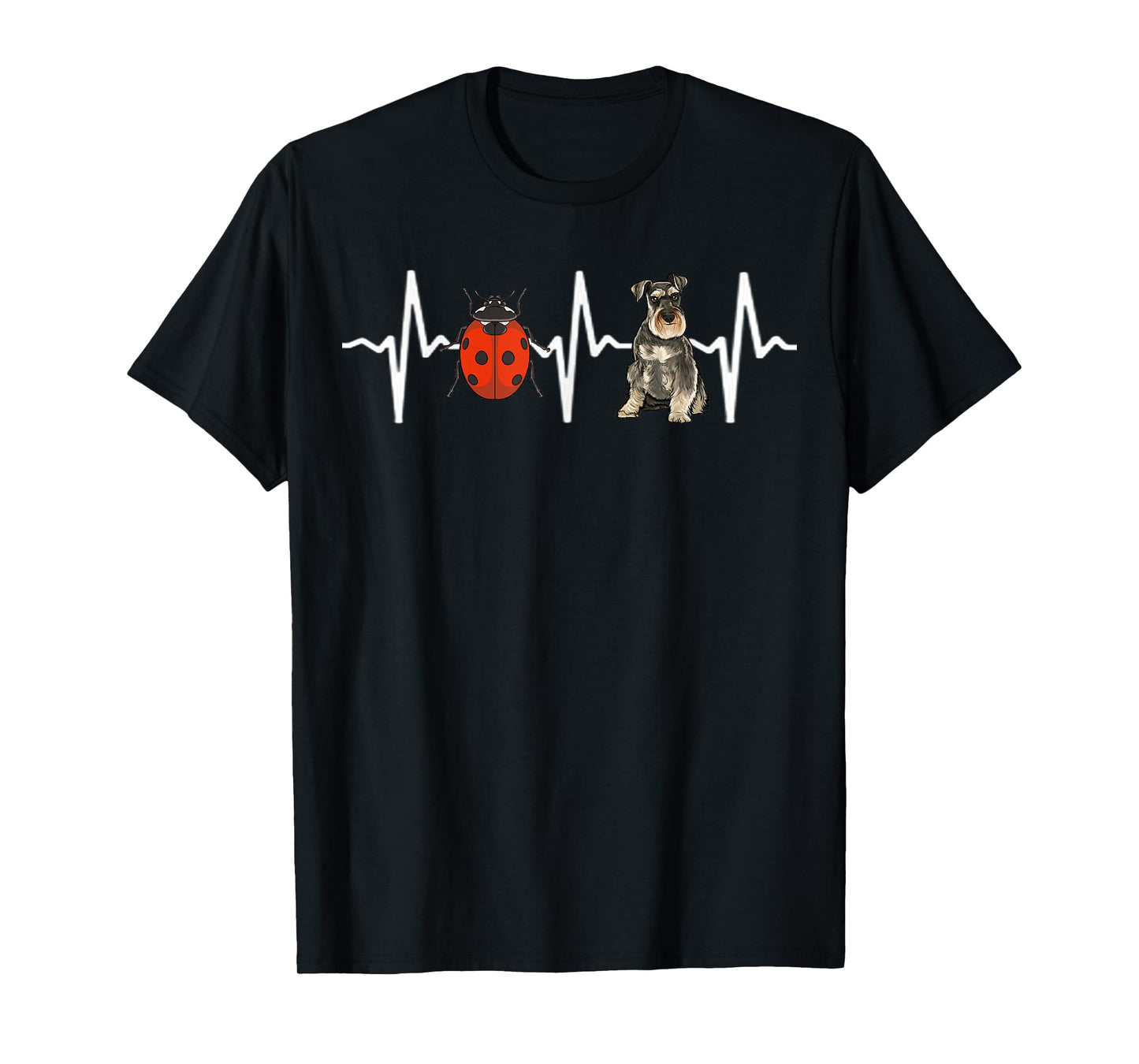 Red Ladybug Miniature Schnauzer Heartbeat Dog Lover T-Shirt