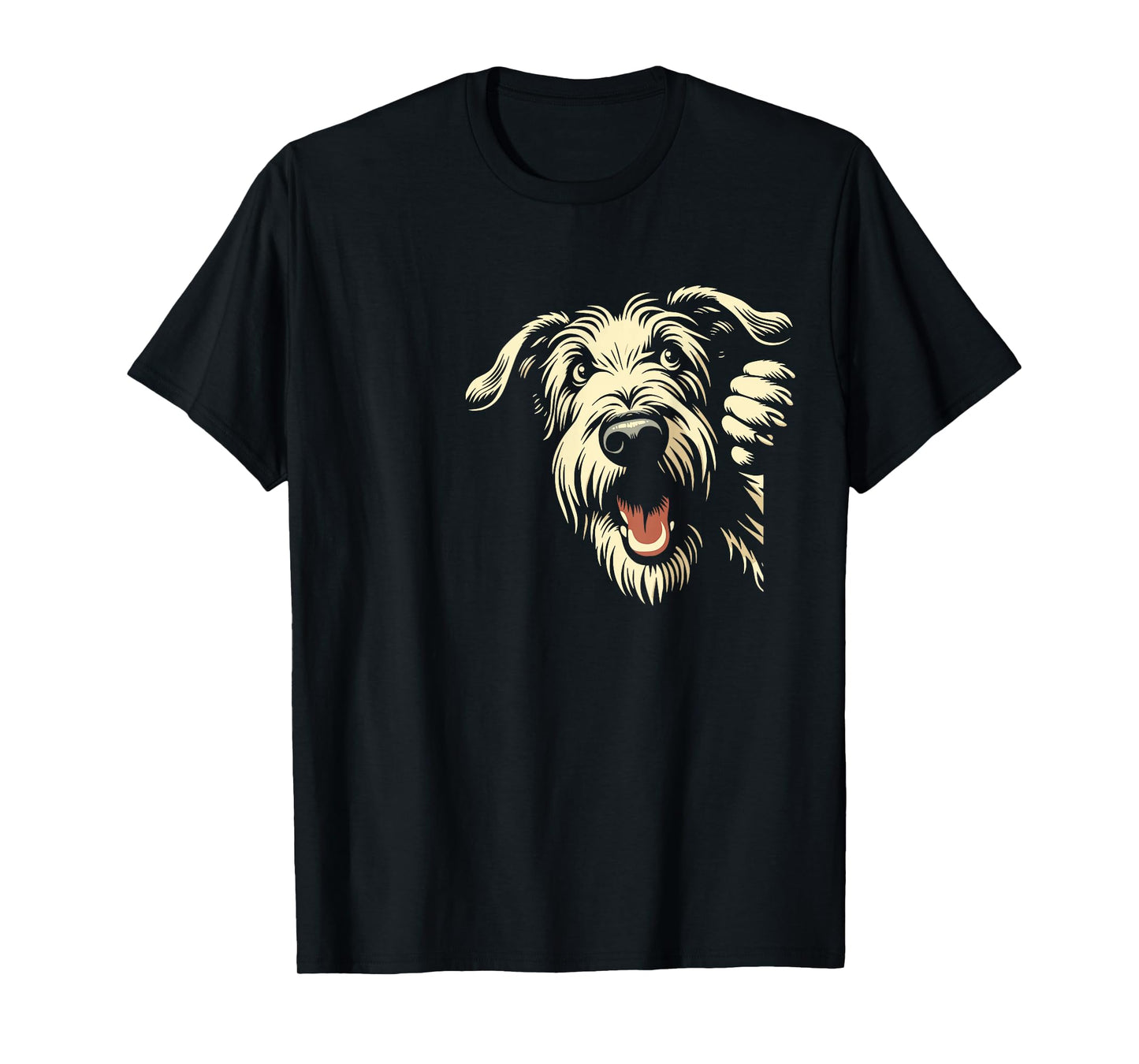 Funny Irish Wolfhound Peeking Dog Graphic Design T-Shirt