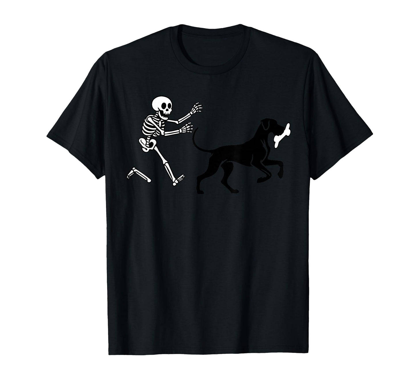 Funny Great Dane Running Skeleton Halloween T-Shirt