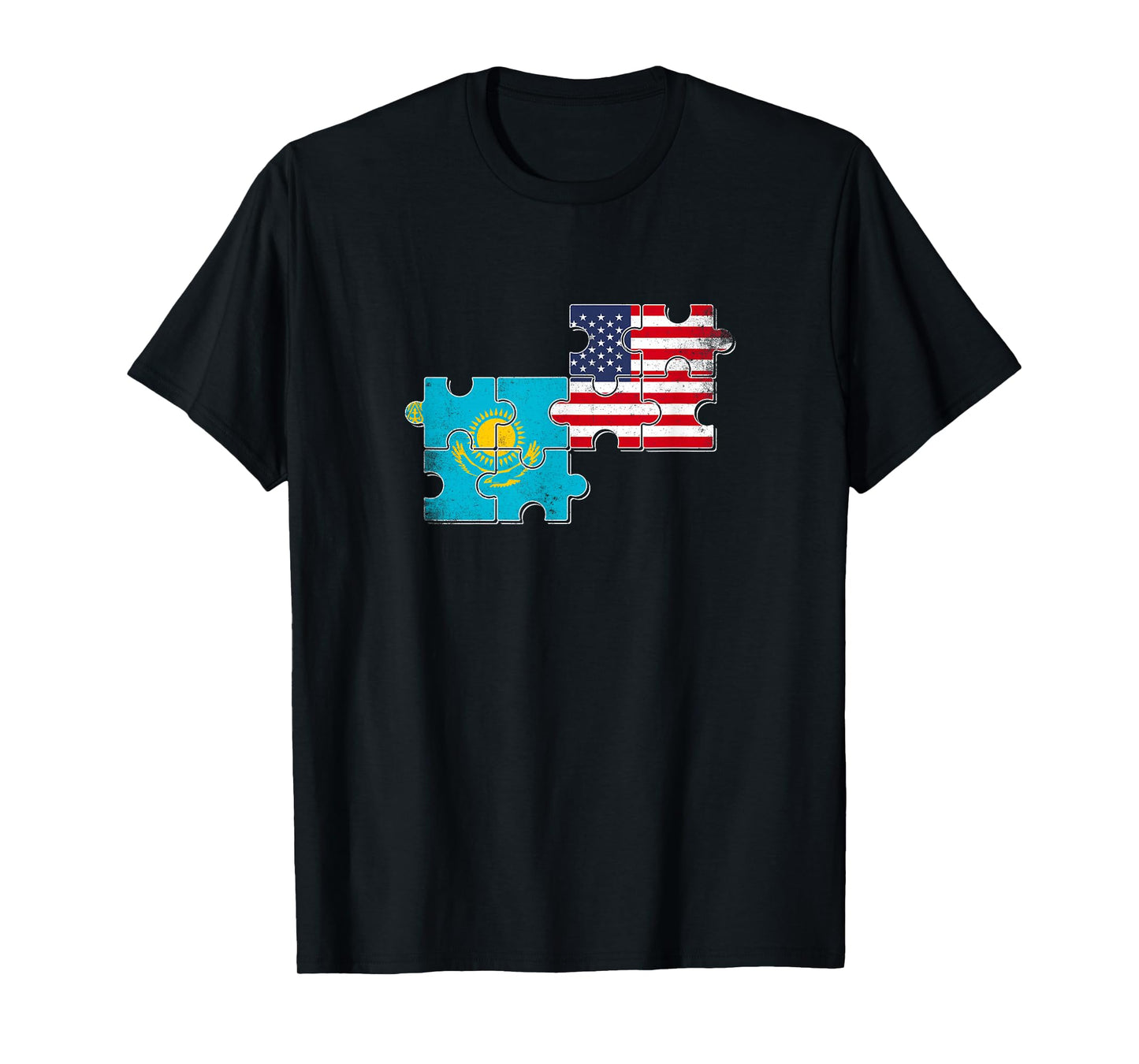 Kazakhstan USA Heartbeat Flag American Kazakh T-Shirt