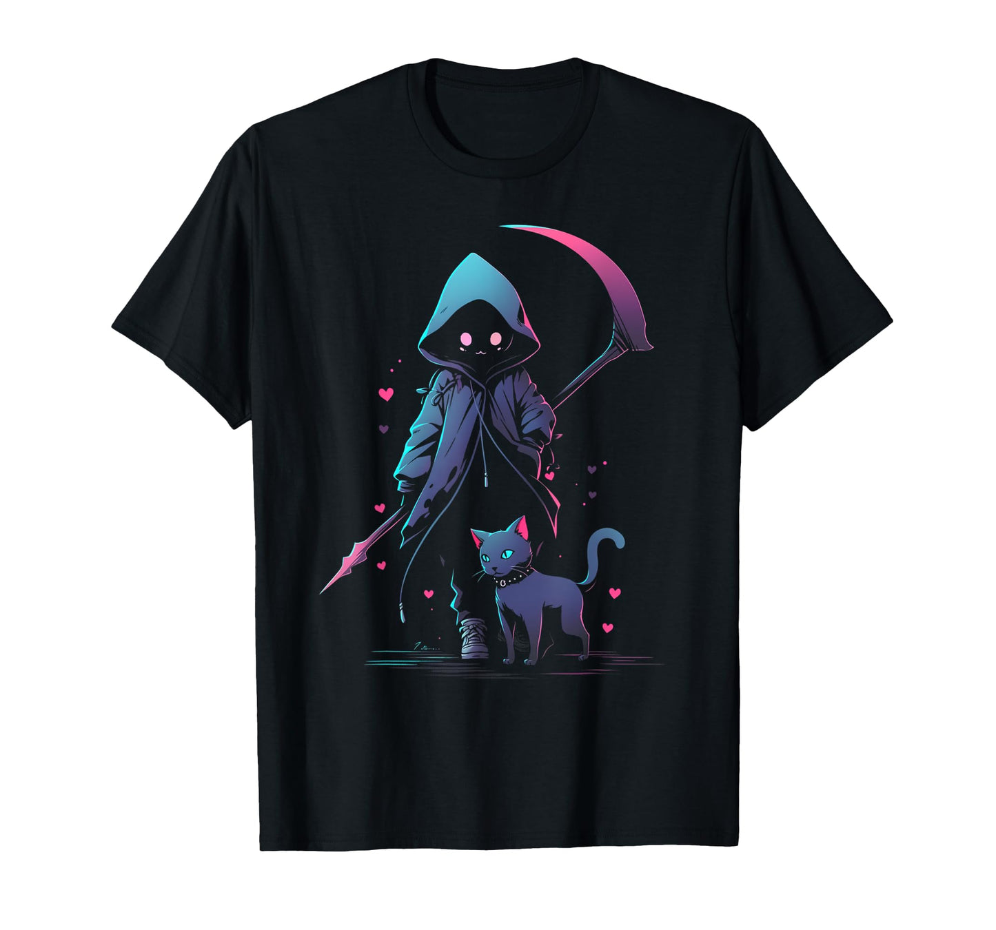 Kawaii Creepy Cute Cat Grim Reaper | Pastel Goth Gothic T-Shirt for Men Women