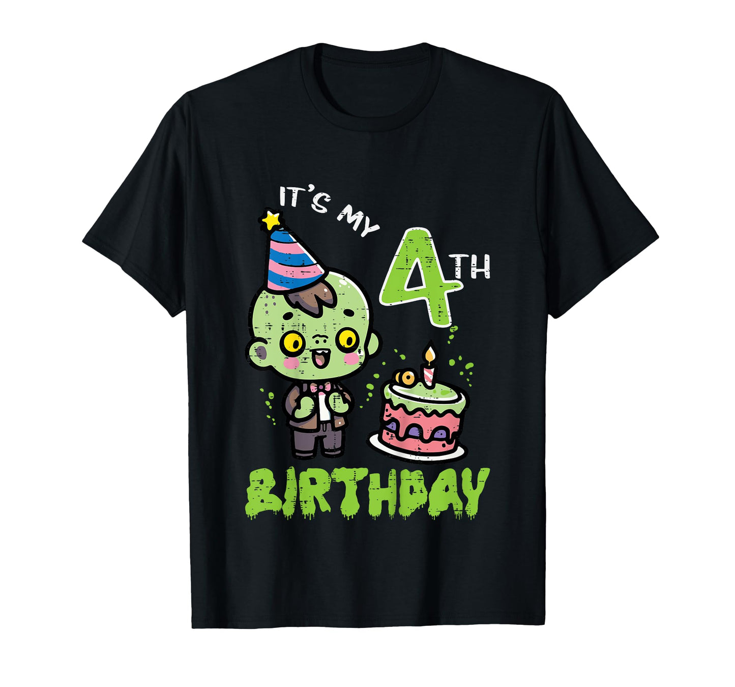 Its My 4th Birthday Zombie 4 Four Year Old Bday Boys Girls T-Shirt