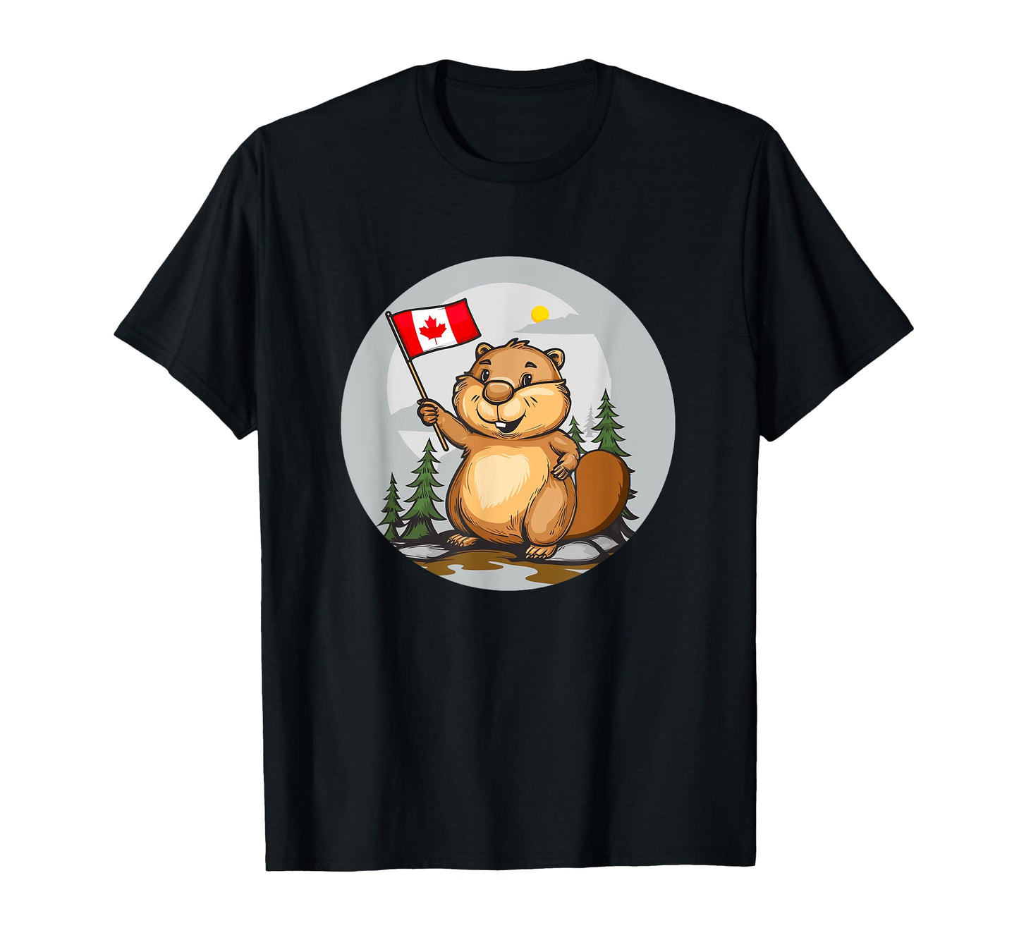 Canadian Beaver Logo for a Playful Wilderness Look T-Shirt