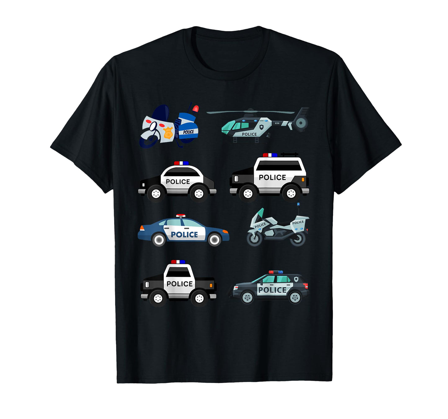 Police Vehicles for Kids Men Women Cop Cars Boys Toddler T-Shirt