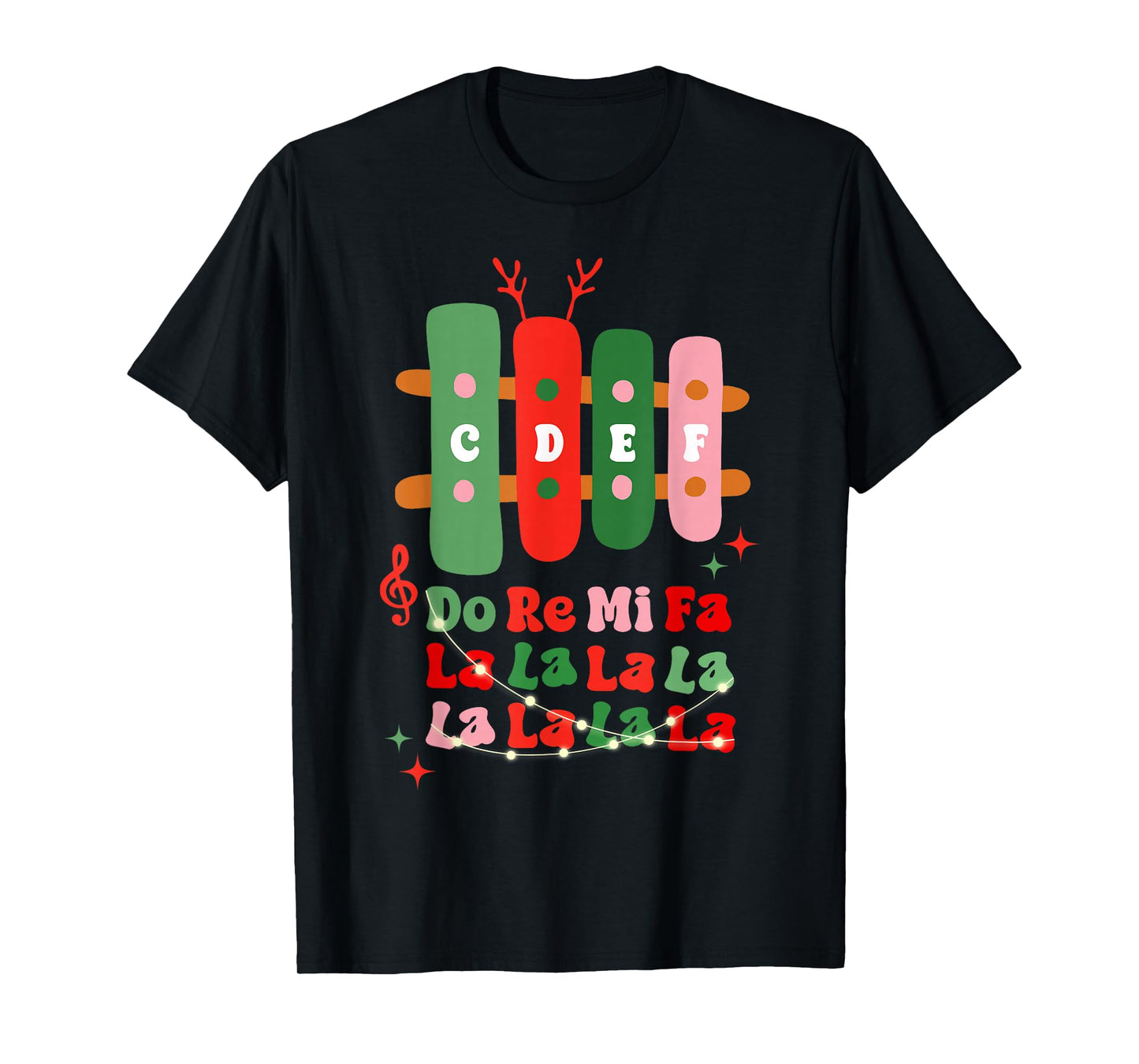 Groovy CDEF Do Re Mi Fa La La La La Music Teacher Christmas T-Shirt