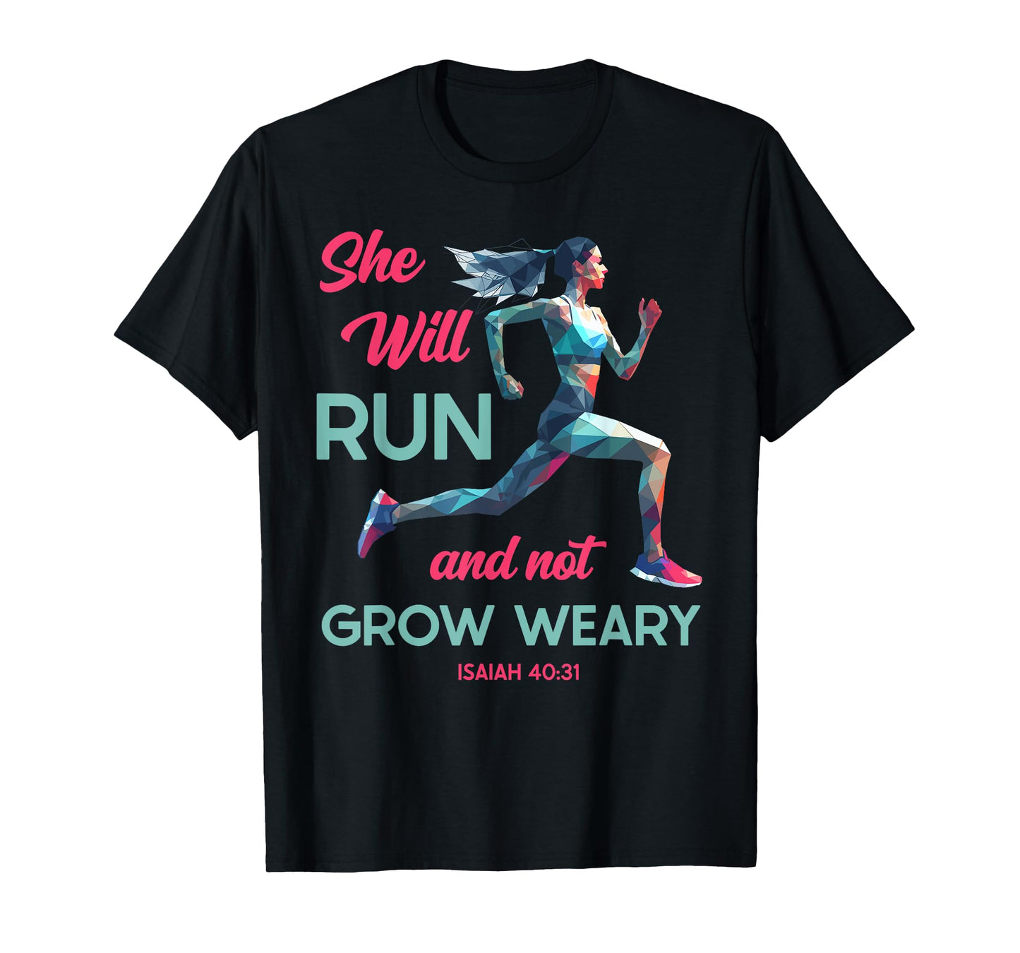 Christian Girl Runner Cross Country Trail Running Run Bible T-Shirt