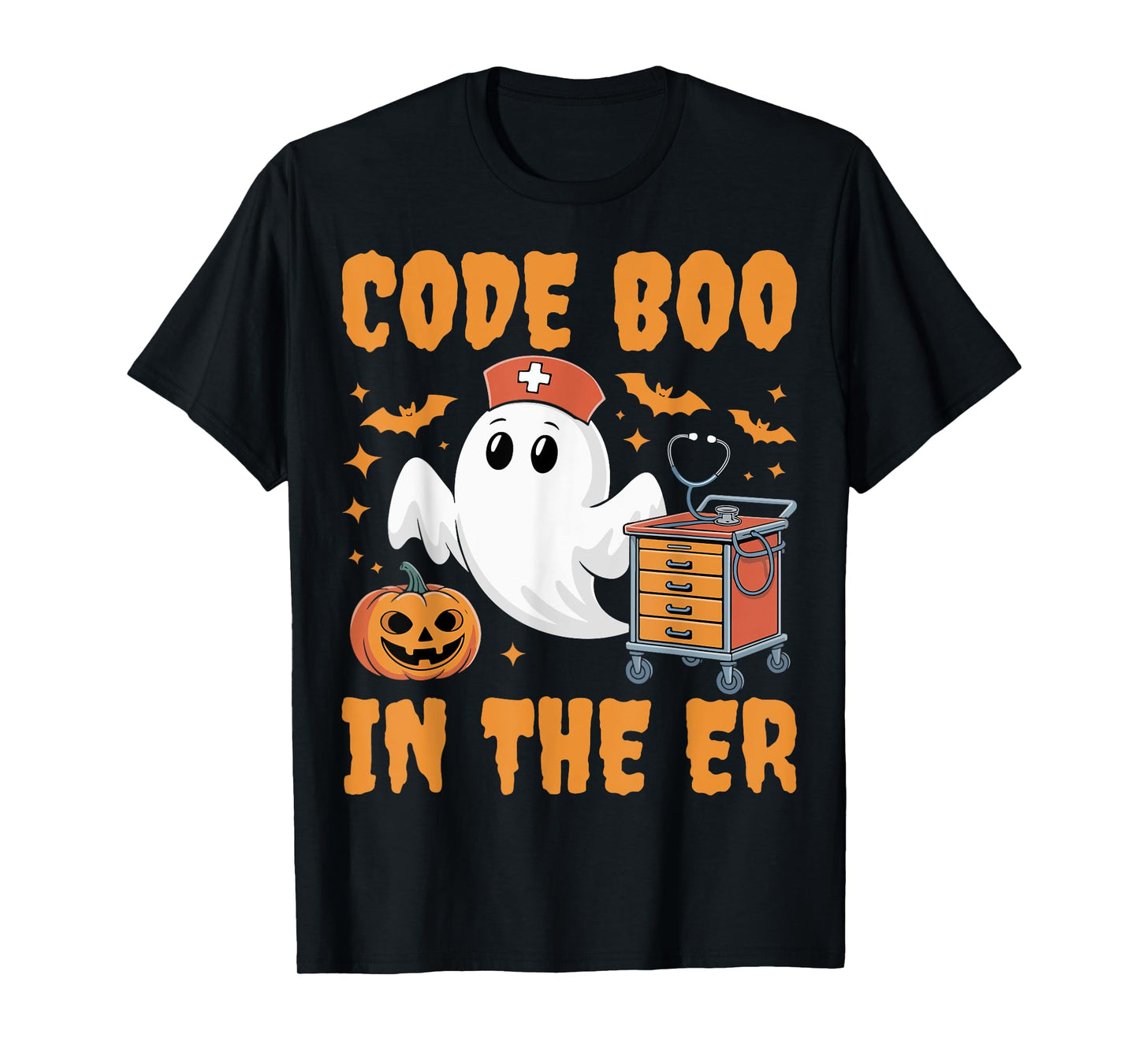 Spooky Halloween Code Boo In The ER Emergency Room Nurse T-Shirt