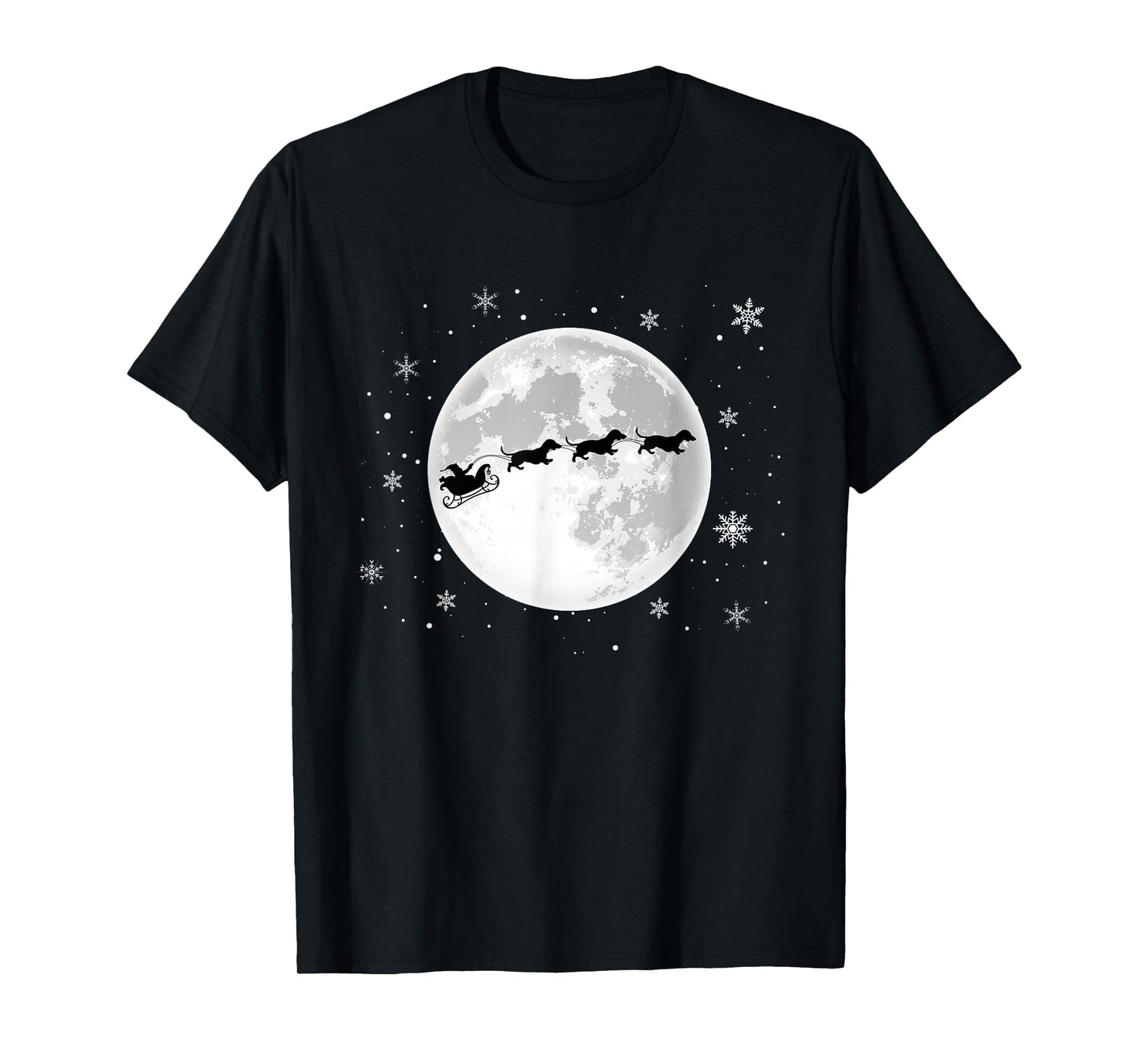 Dachshund Santa Sleigh Flying Funny Wiener Dog Christmas T-Shirt