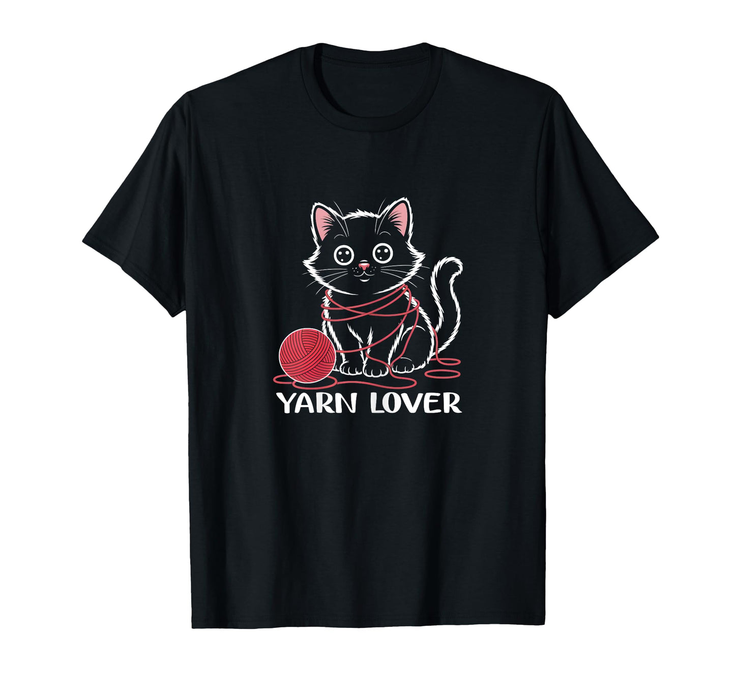 Cute Knitting and Crochet Cat Yarn Lover Funny T-Shirt
