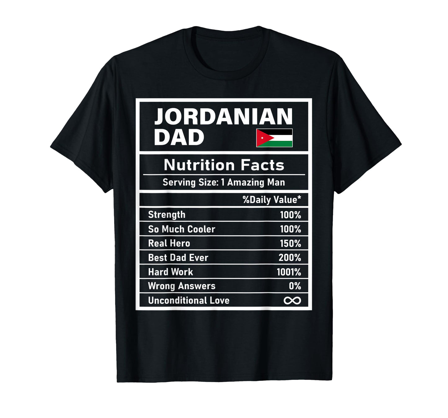 Mens Jordanian Dad Nutrition Facts Father's Day National Heritage T-Shirt