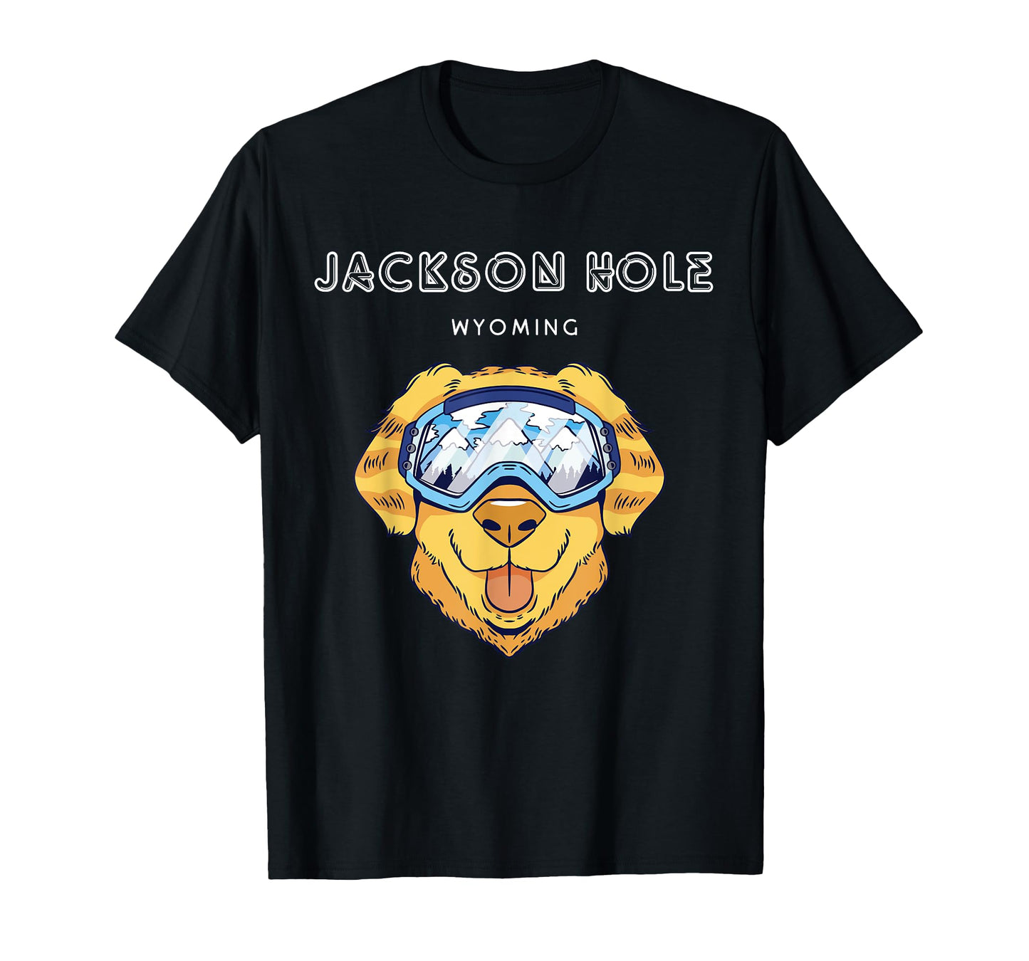 Jackson Hole Wyoming - Funny Dog Ski Googles T-Shirt