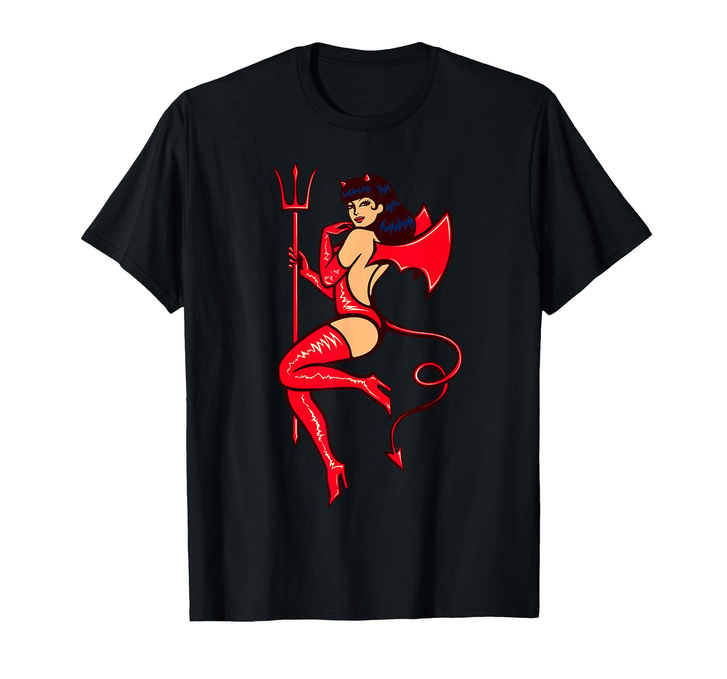 Funny Sexy Devil Girl Trick or Treat Halloween Costume Tee T-Shirt