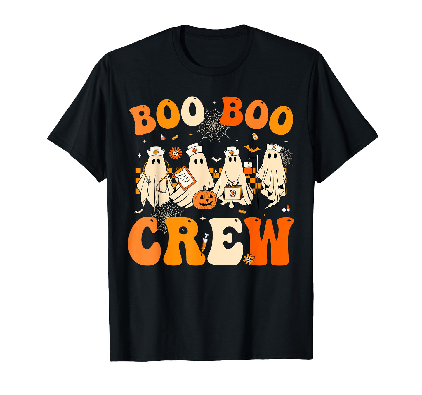 Groovy Halloween Nurse Funny Nursing Ghost Boo Boo Crew T-Shirt