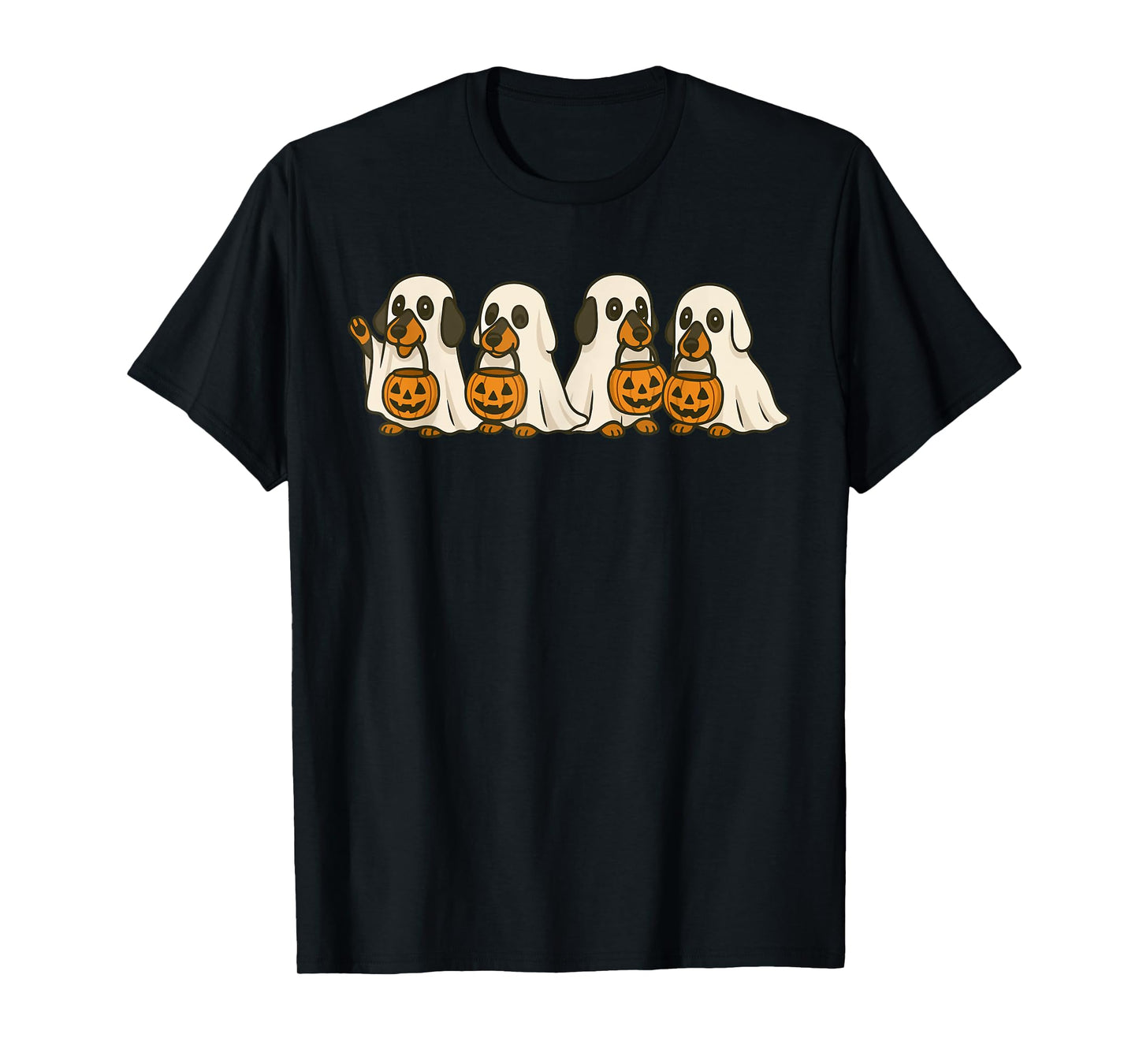 Happy Halloweenie Dachshund Dog Ghost Lazy Halloween Men Women Kids T-Shirt