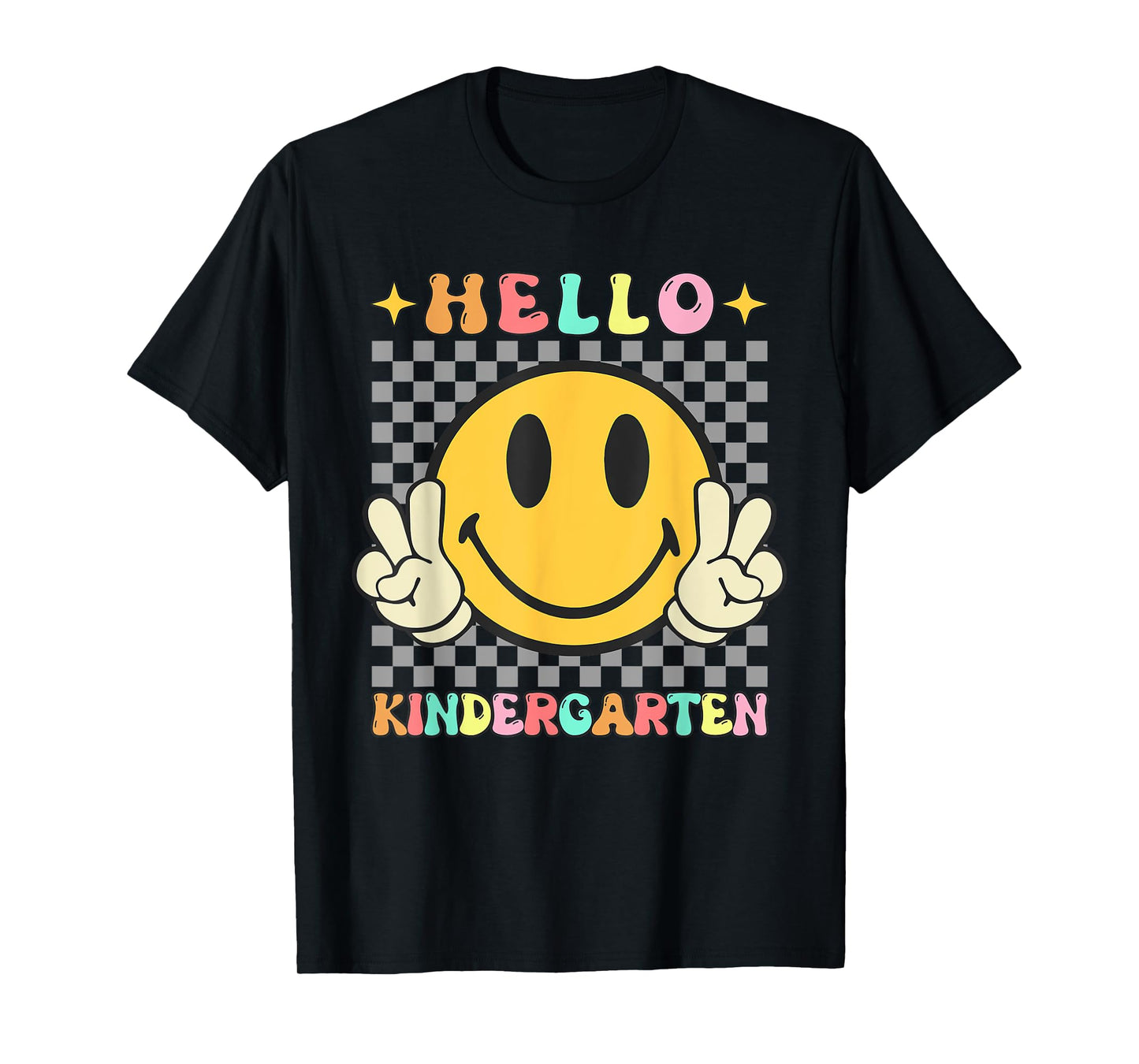Retro Groovy Kindergarten Back to School Hello Kindergarten T-Shirt