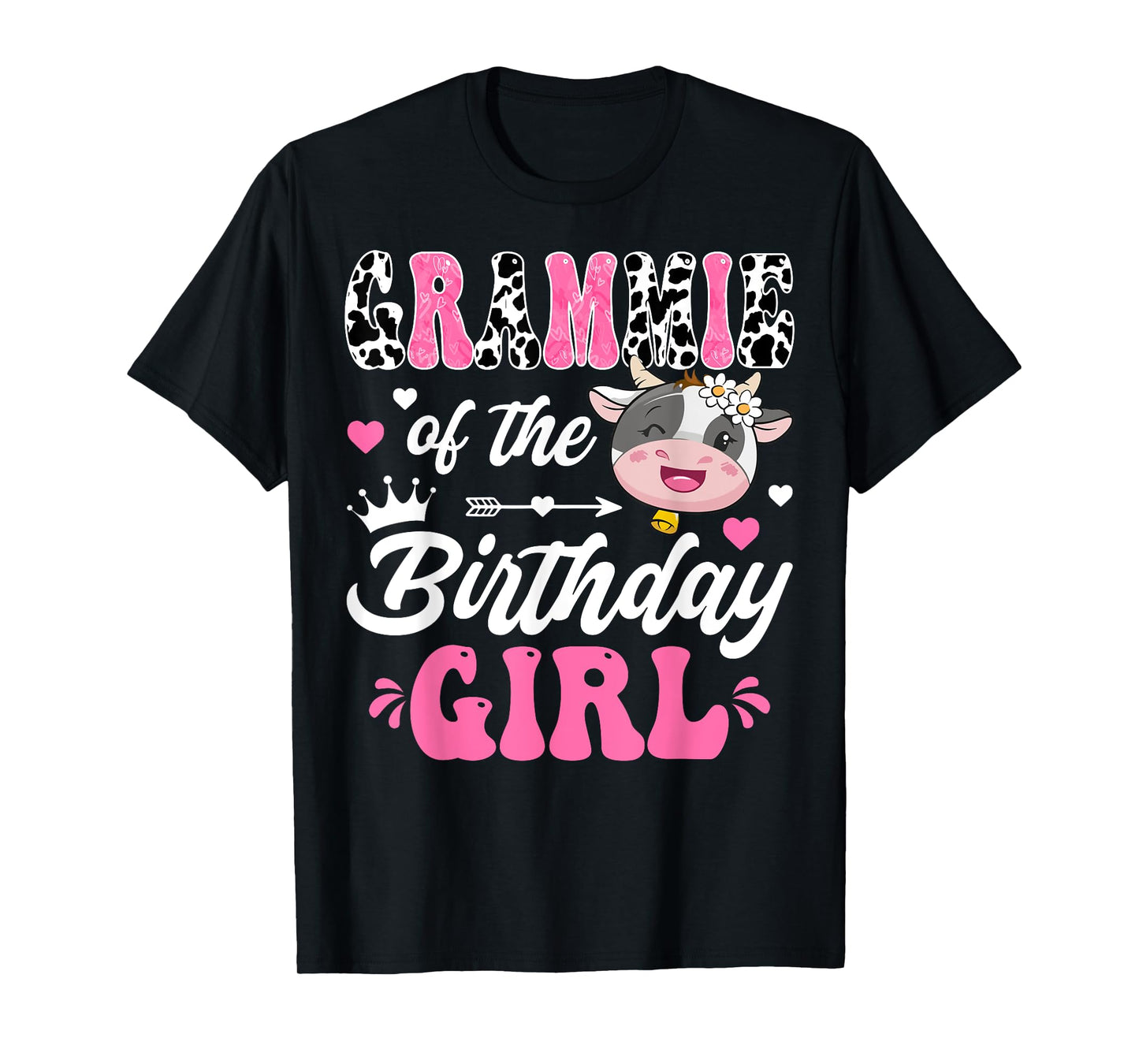 Grammie Of The Birthday Girl Cute Cow Farm 1St Birthday T-Shirt
