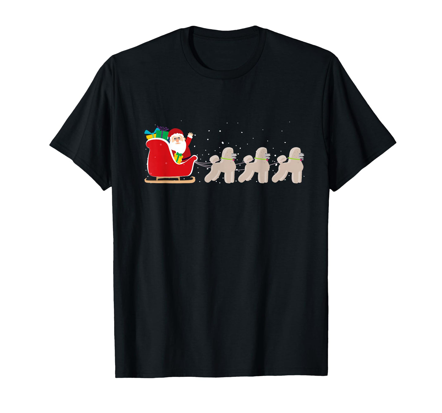 Poodle Santa Christmas Sleigh - Funny Poodle Xmas T-Shirt