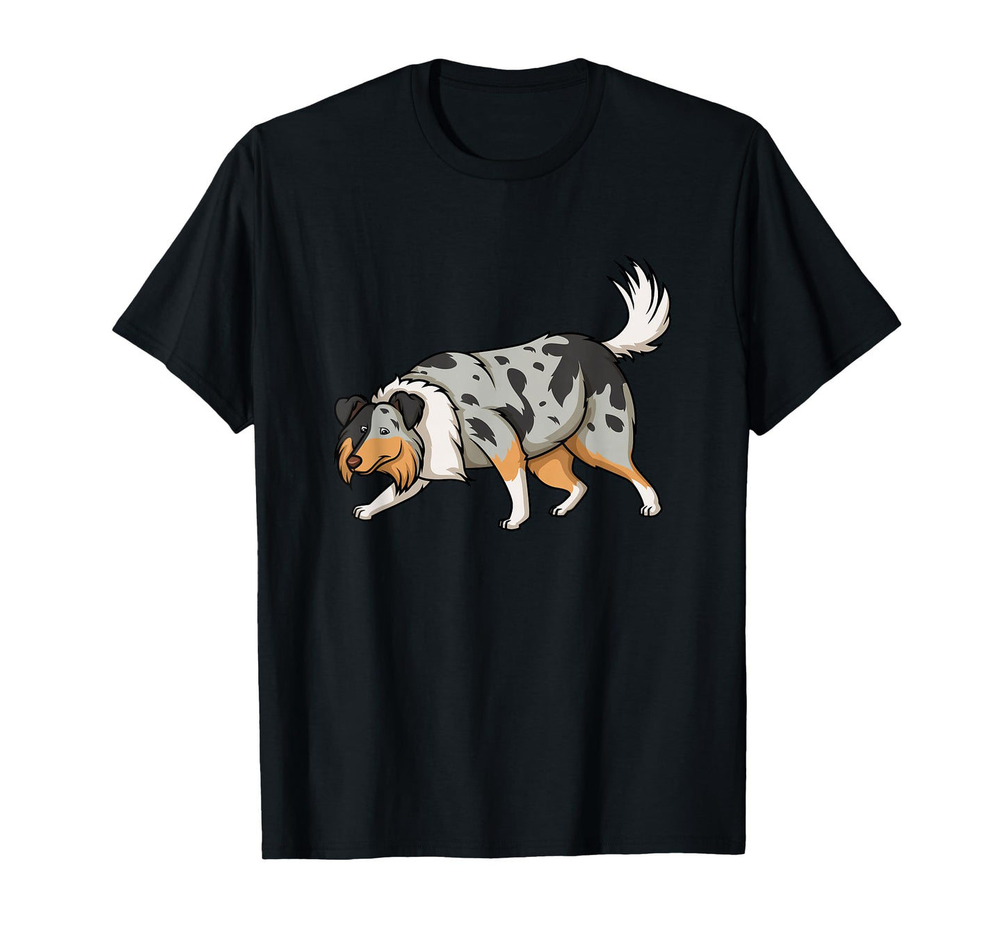 Collie Dogs Blue Merle Collie Sniffing Funny Cute T-Shirt