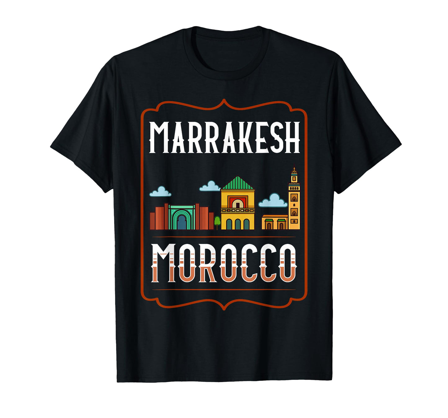 Marrakesh Morocco City Skyline Map Travel T-Shirt